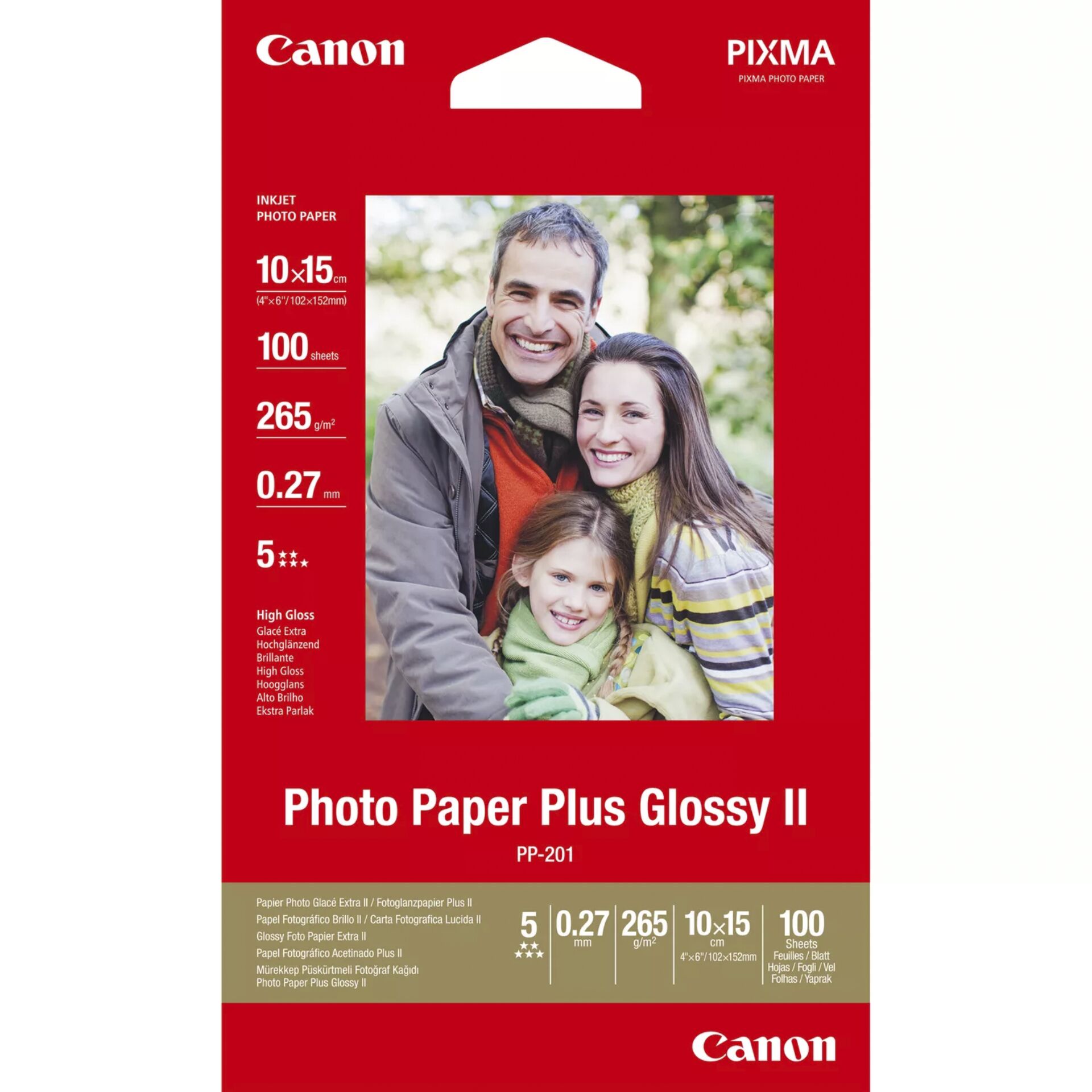 Canon PP-201 10x15 cm, 100 Sh. Photo Paper Plus Glossy II 265 g