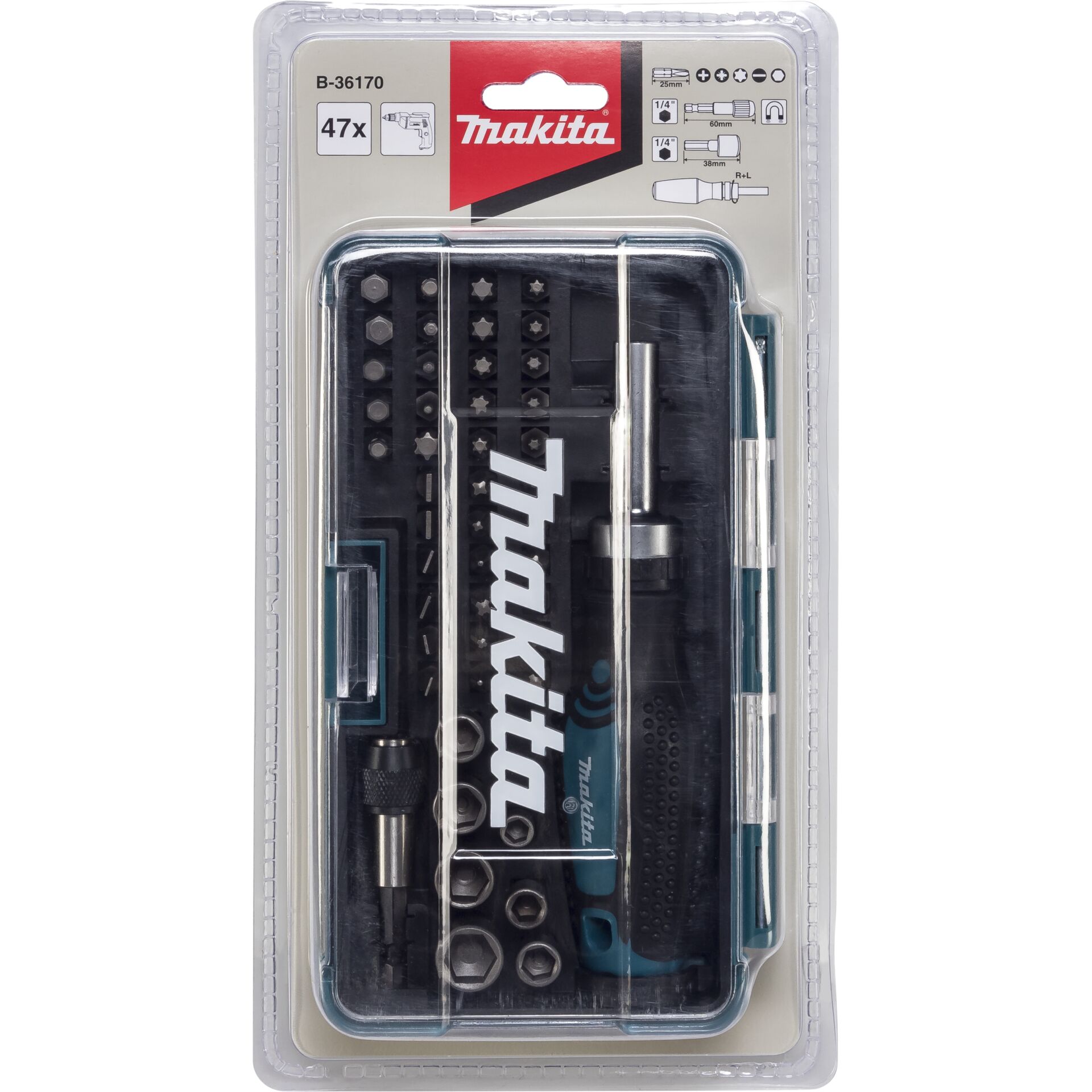 Makita B-36170 Ratchet + Bit Set 47pcs