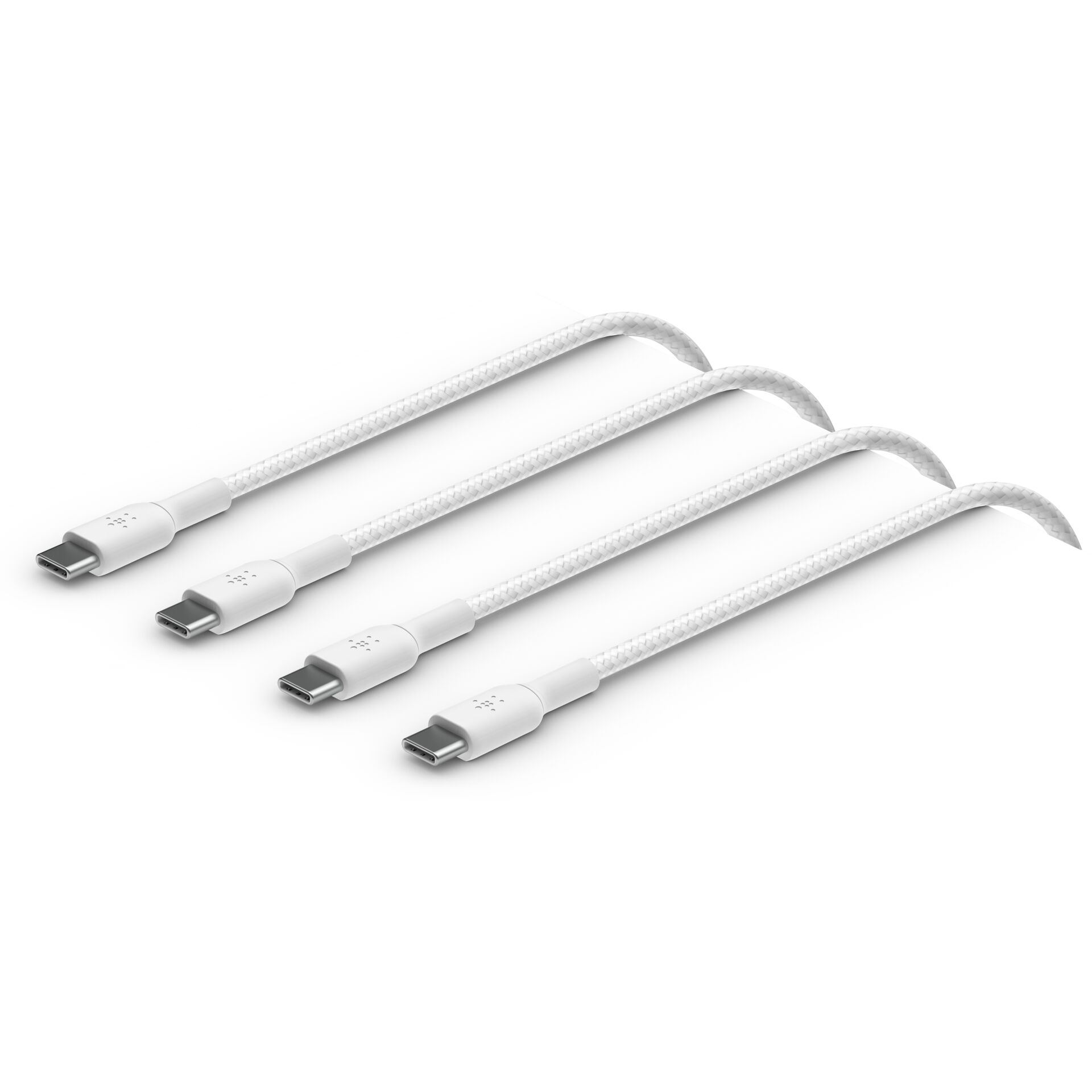 1x2 Belkin braided PVC Cable 2m USB-C/USB-C wh. CAB004bt2MWH2PK