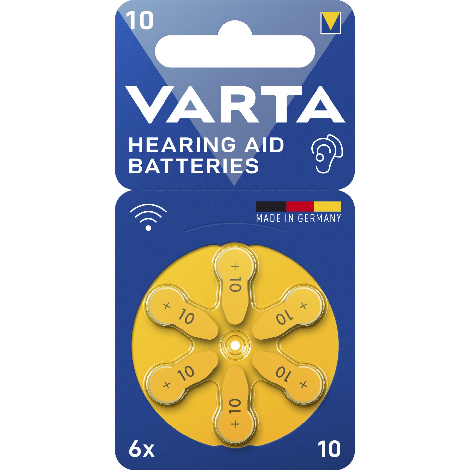 1x6 Varta Hearing Aid Batteries Type 10 24610101416