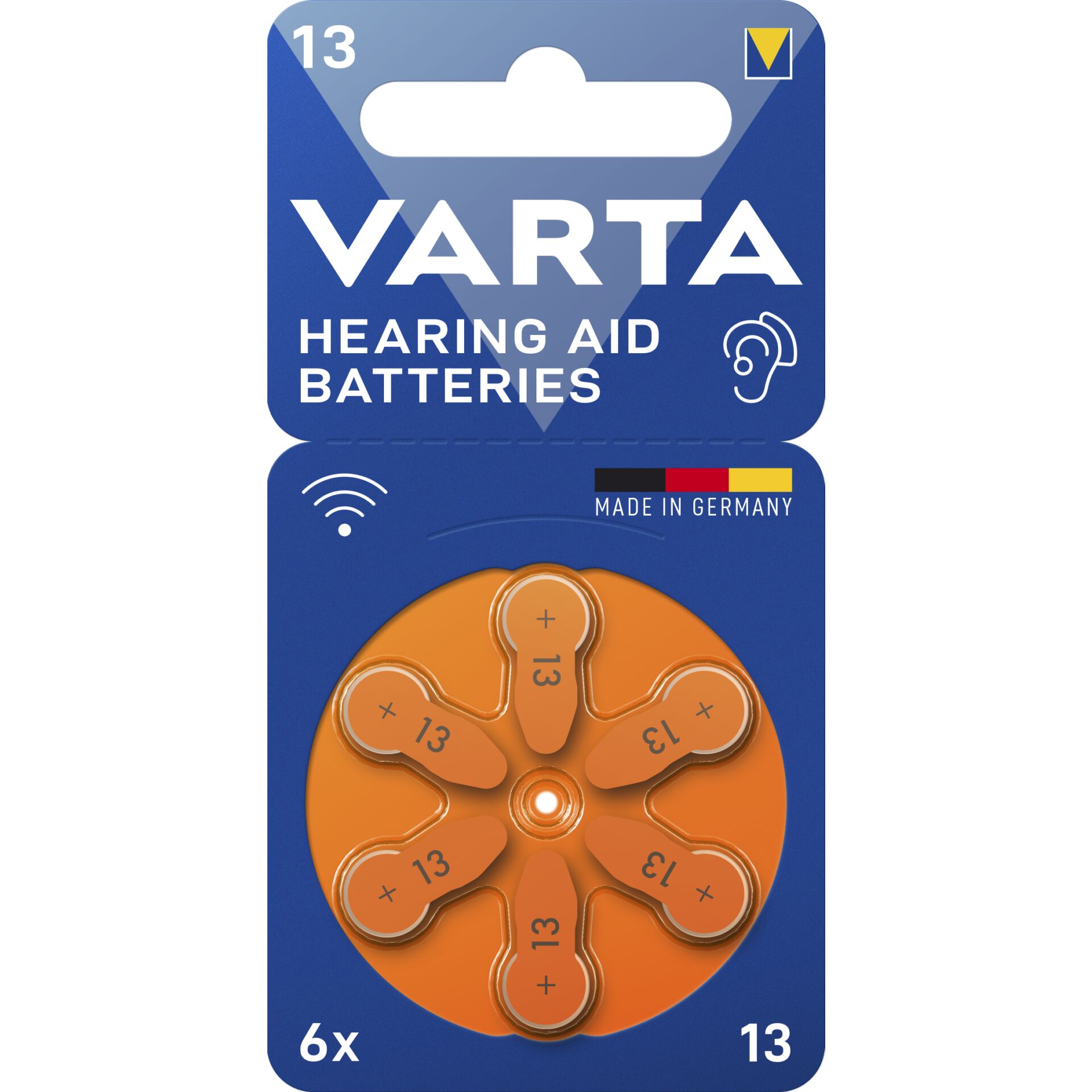 1x6 Varta Hearing Aid Batteries Type 13 24606101416