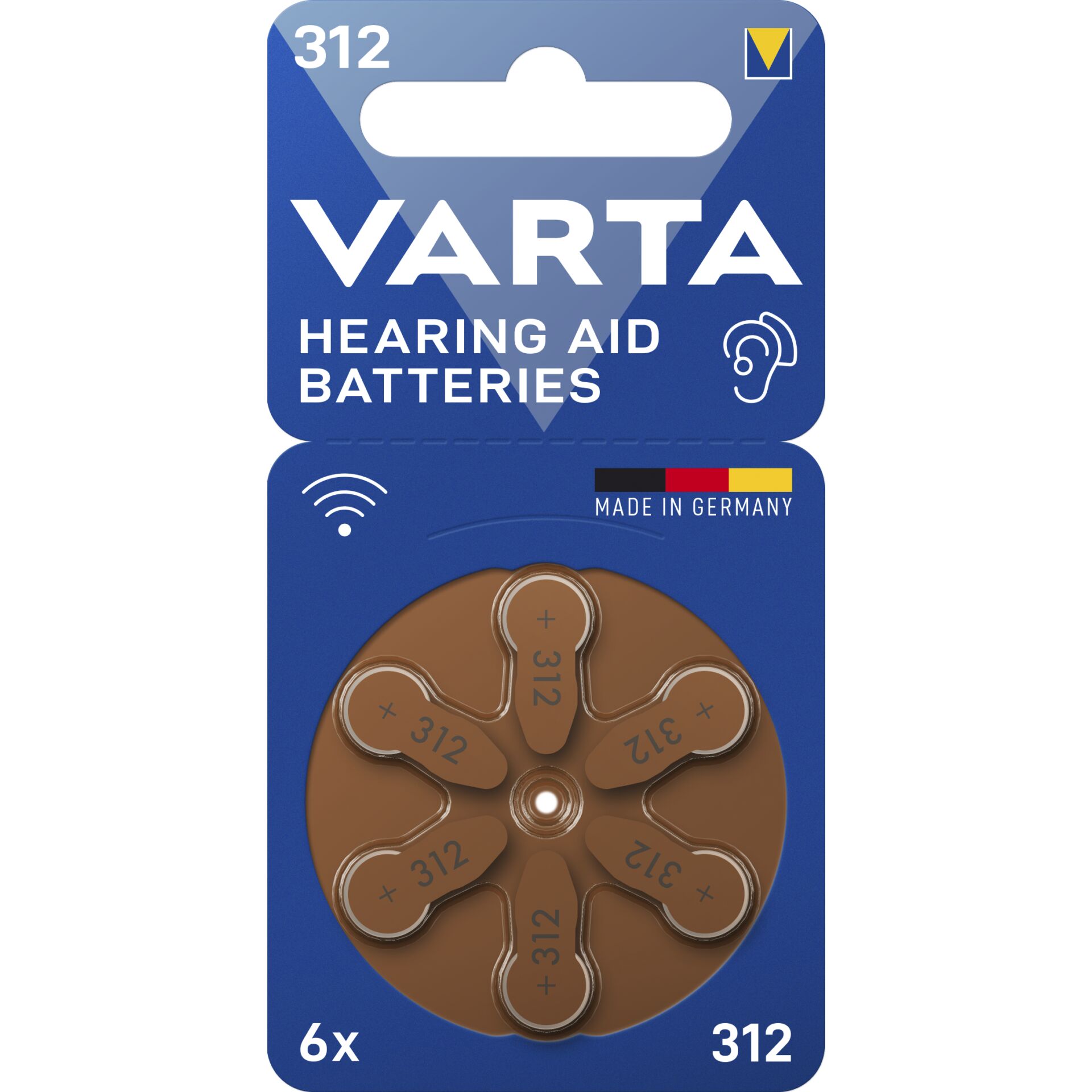 1x6 Varta Hearing Aid Batteries Type 312 24607101416