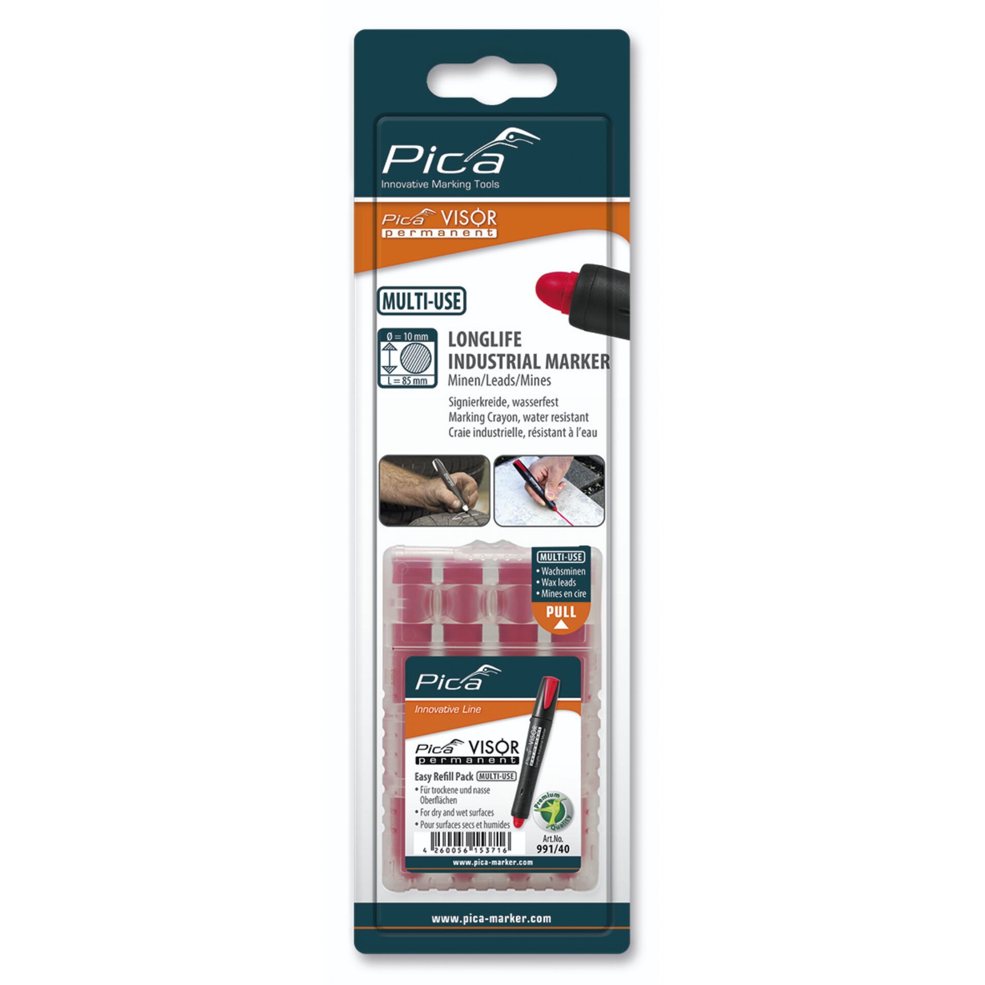 Pica VISOR permanent replacement refills red / SB