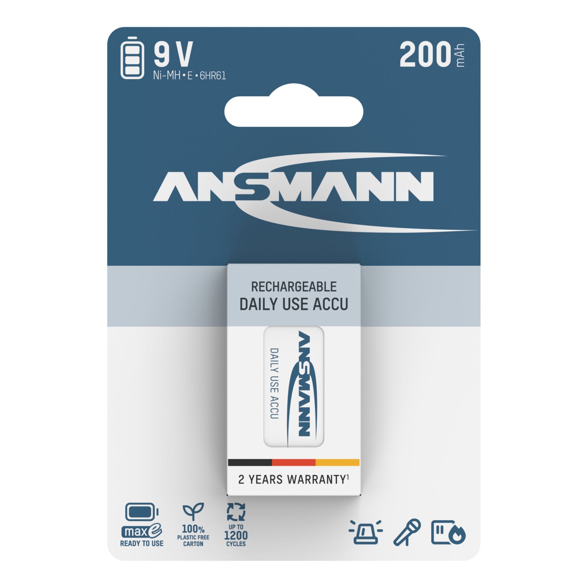 6x1 Ansmann maxE NiMH bat. 9V-Block 200 mAh 5035342