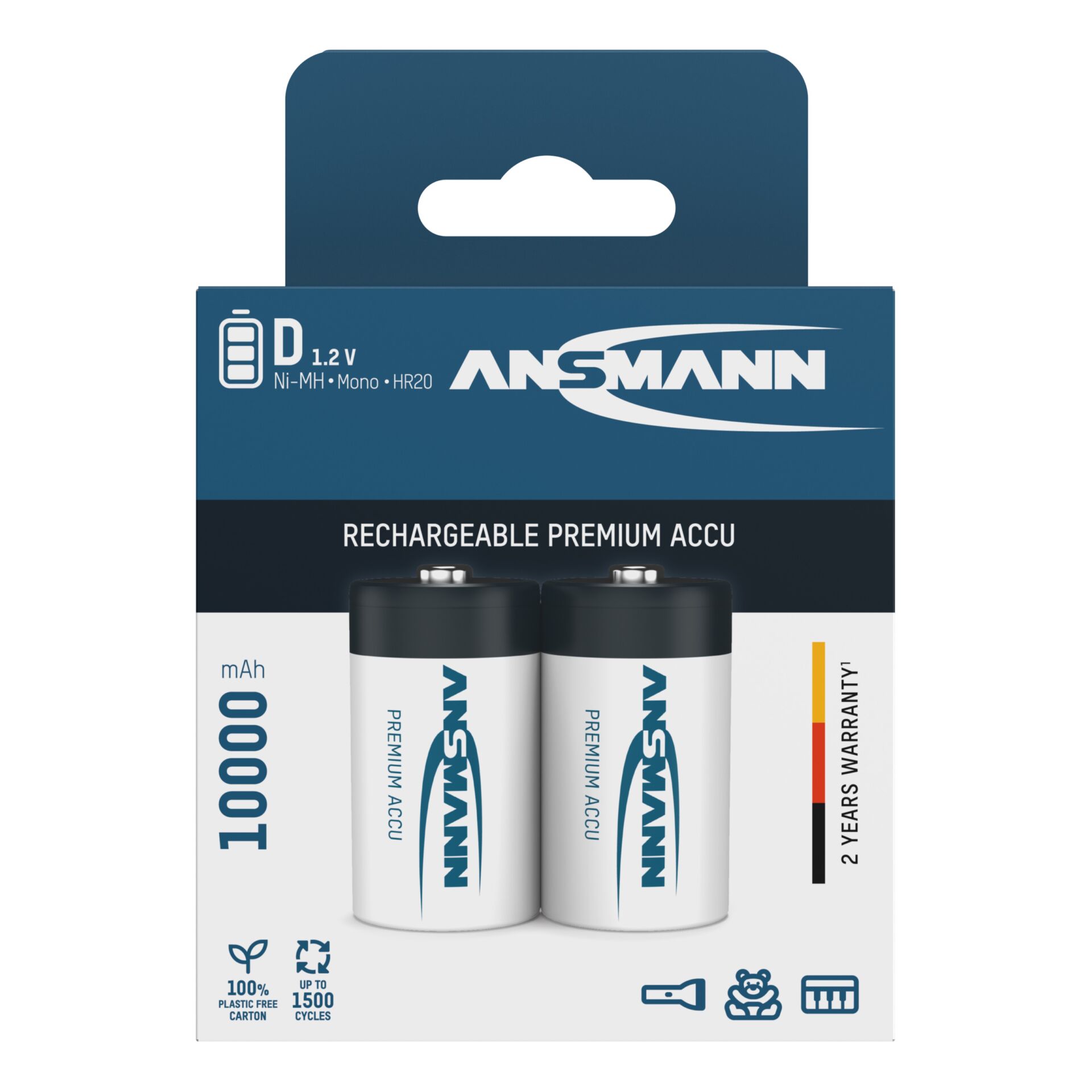 5x2 Ansmann NiMH bat. 10000 Mono D 9300 mAh 5030642