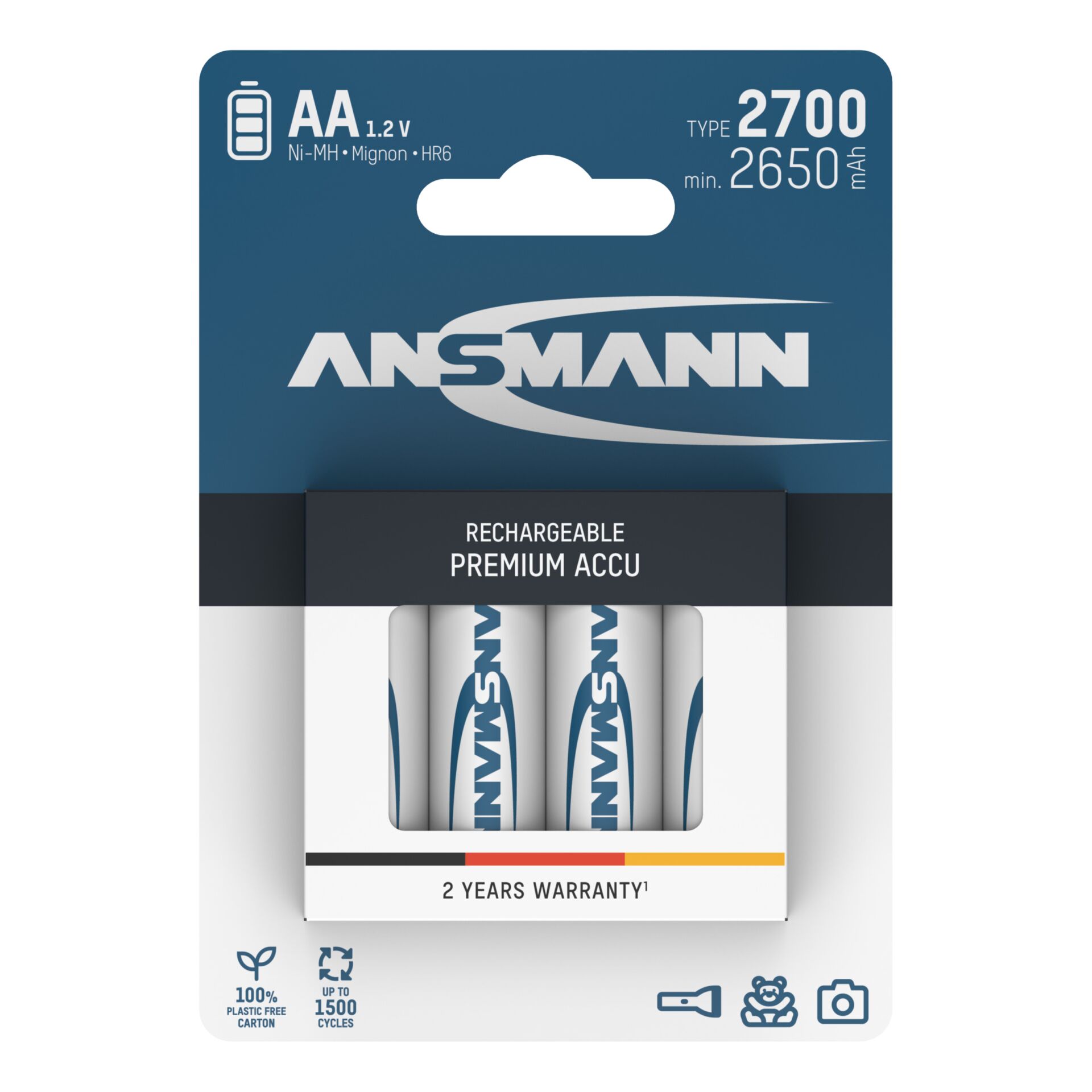 1x4 Ansmann rech. battery 2700 Mignon AA 2500 mAh