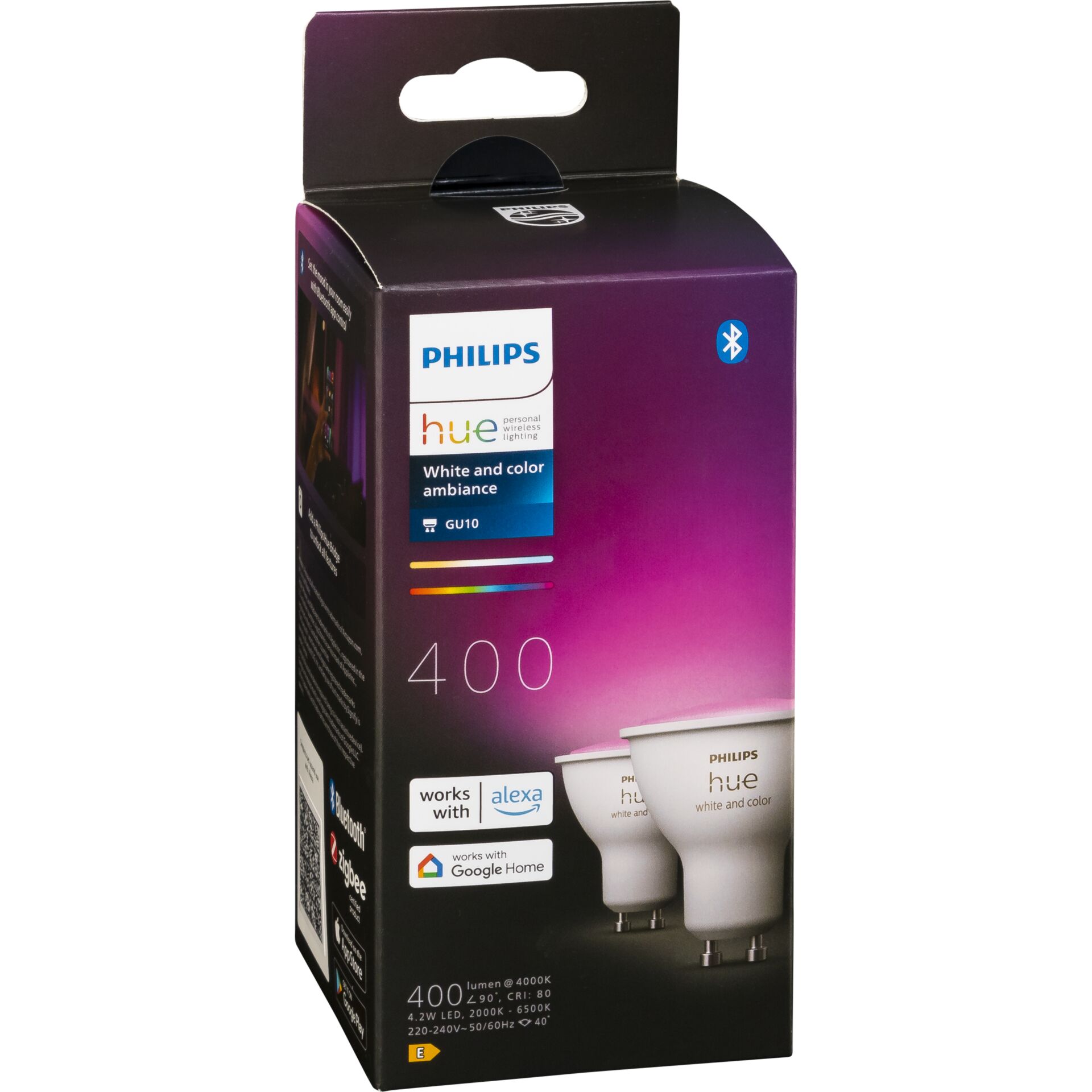 Philips Hue LED Lampe GU10 2pcs Set 400lm white Color Amb.