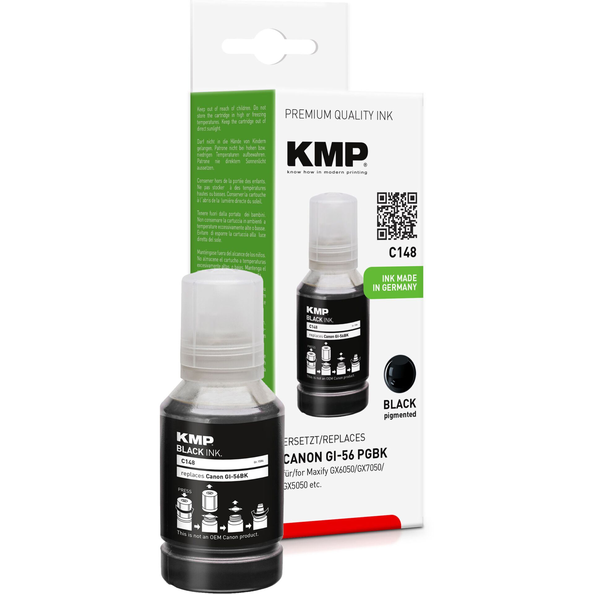KMP C148 Ink Tank black compatible with Canon GI-56 PGBK