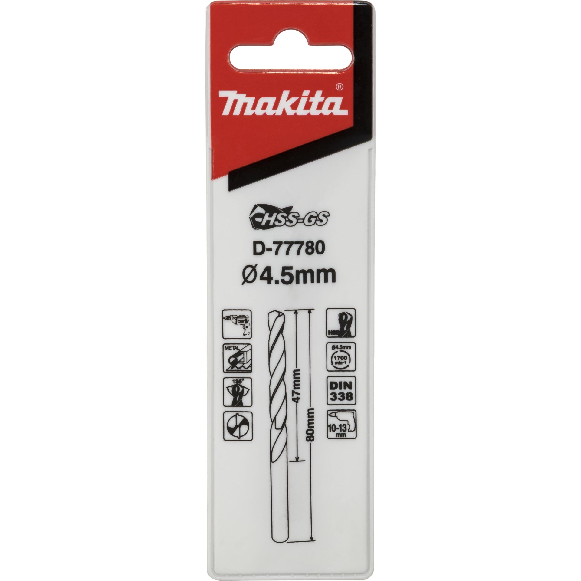 Makita Metal Drill Bits HSS-GS 4,5x80mm