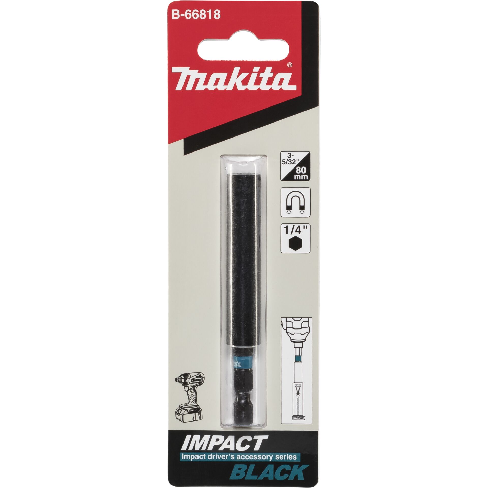 Makita Bitholder Impact Black 80mm 1/4
