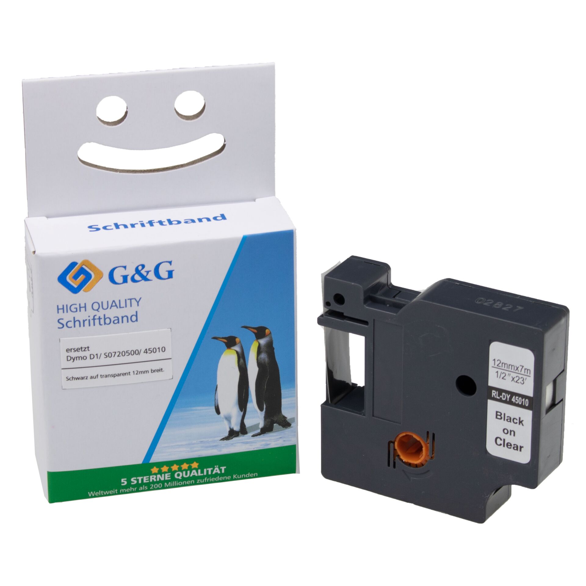 G&G Label Tape 12mm x7m BK/CL comp. w. Dymo D1/ 45010/ S072050