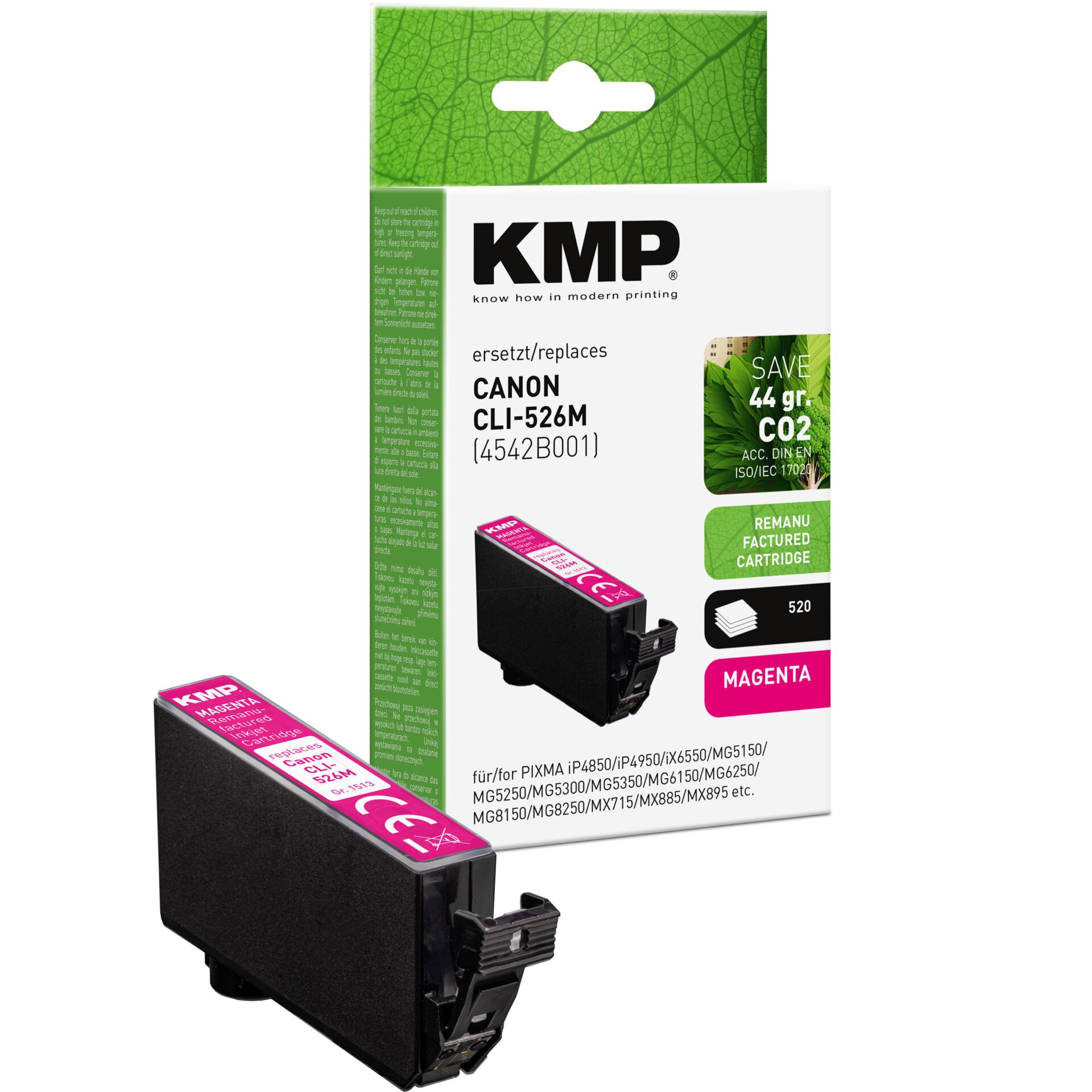 KMP ink magenta replaces Canon CLI-526 M 4542B001