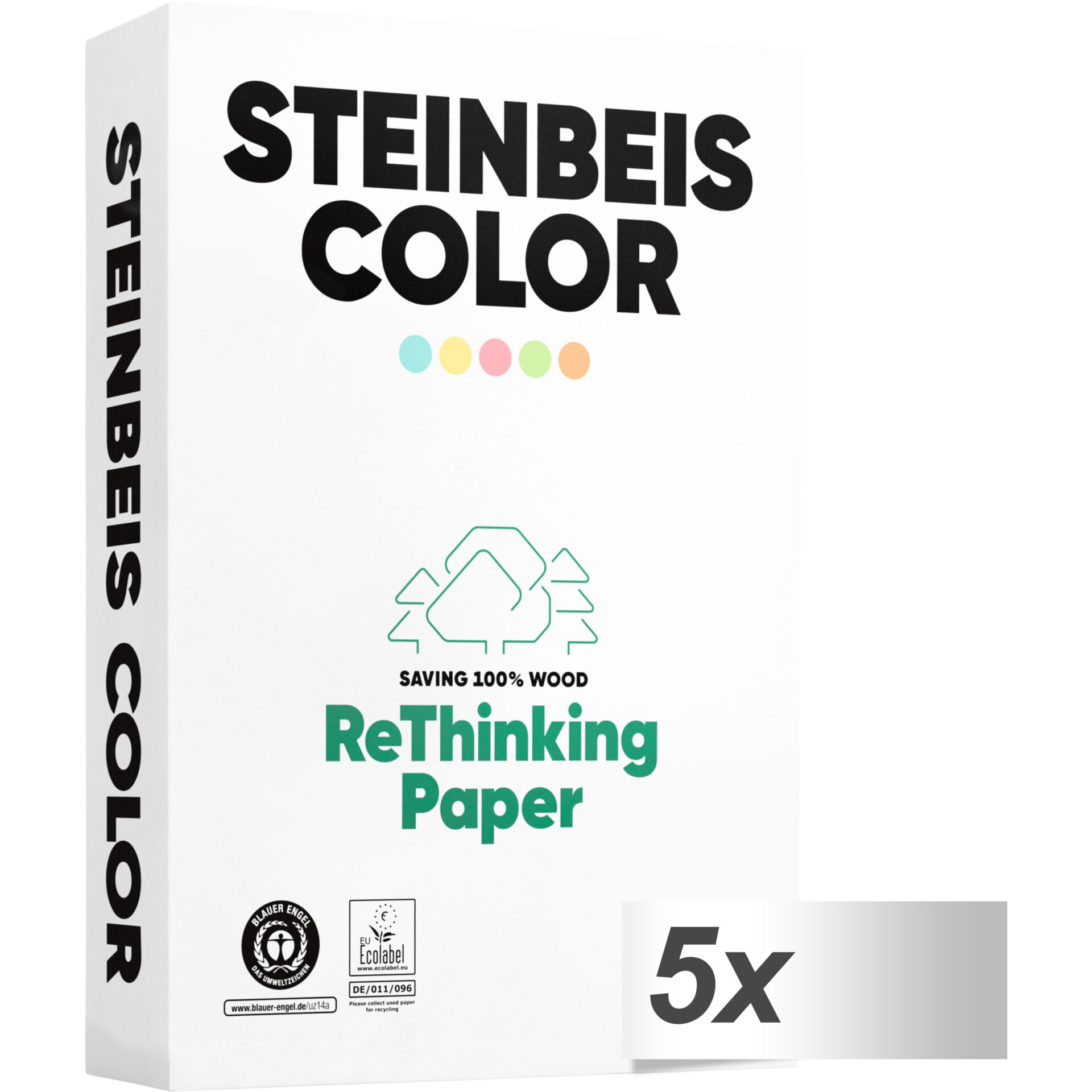 5x 500 Bl Steinbeis Color pink A 4 80 g recycled paper