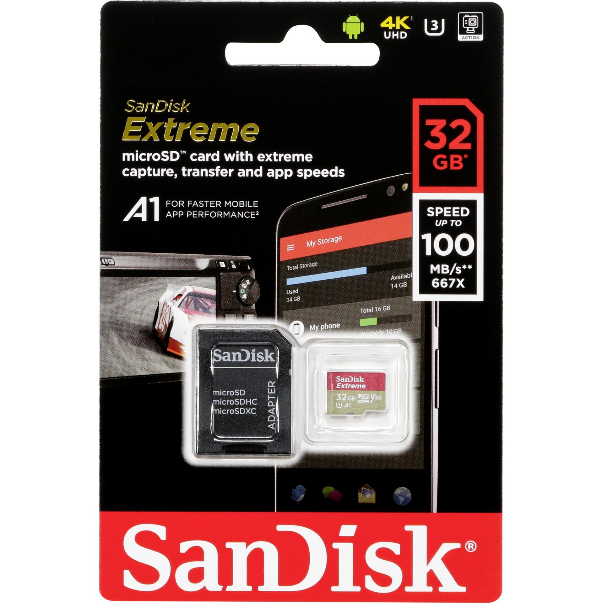 SanDisk microSDHC V30 A1 32GB Extreme 100MB SDSQXAF-032G-GN6MA