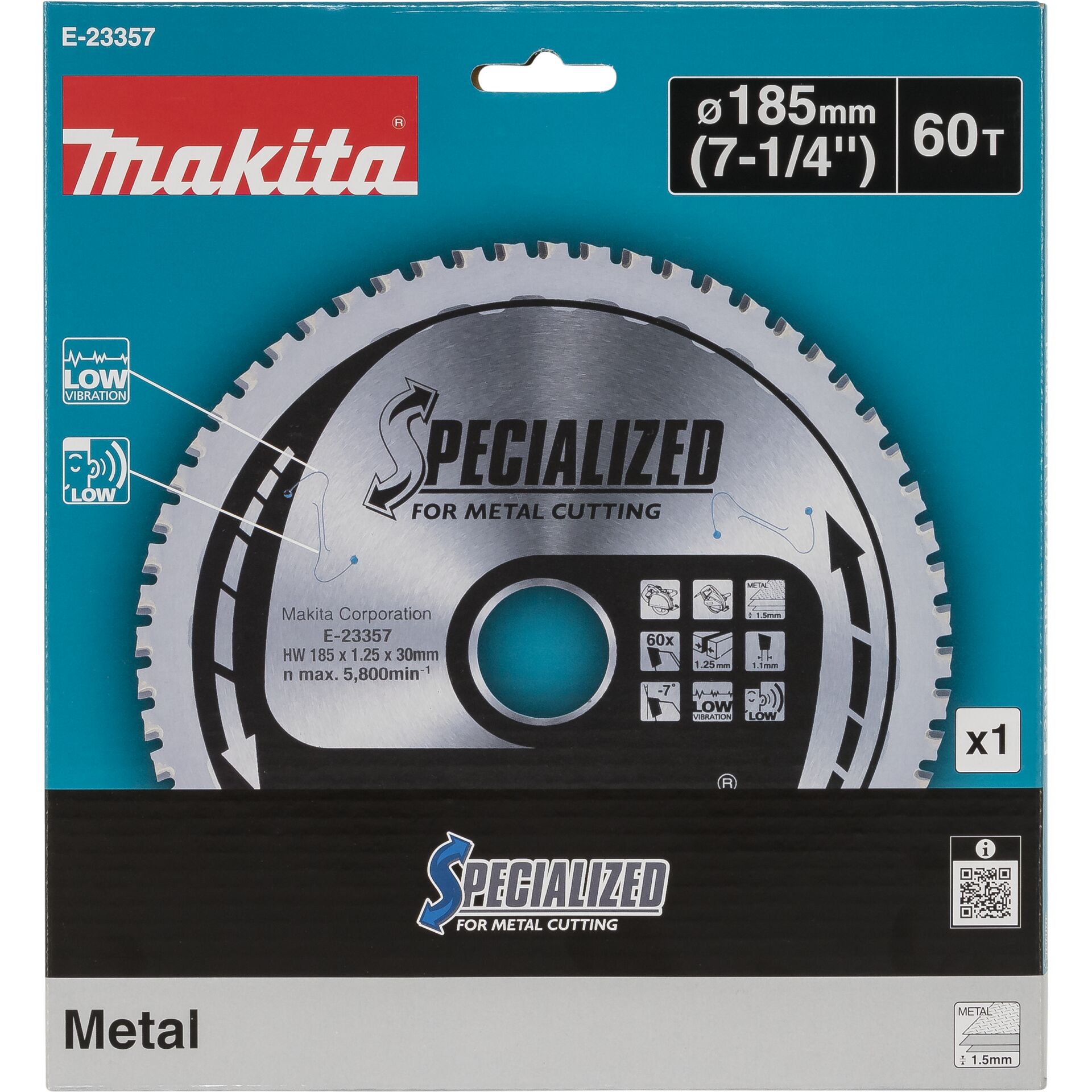 Makita E-23357 Carbide Metal Saw Blade 185x30x60T
