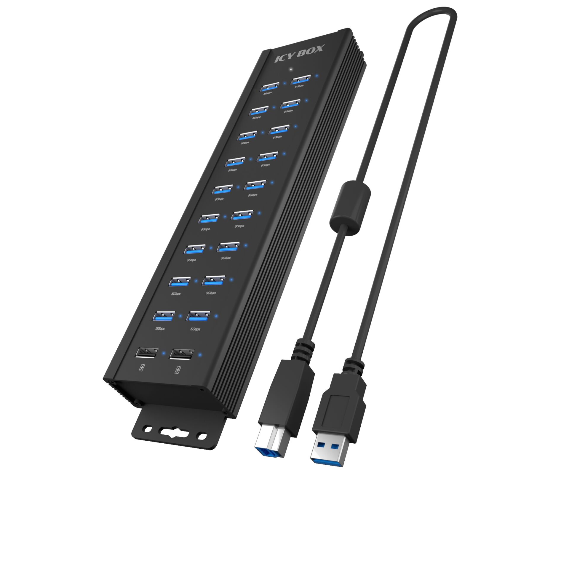 ICY BOX IB-HUB1720-U3 18+2 Port USB Hub, 96W Charger