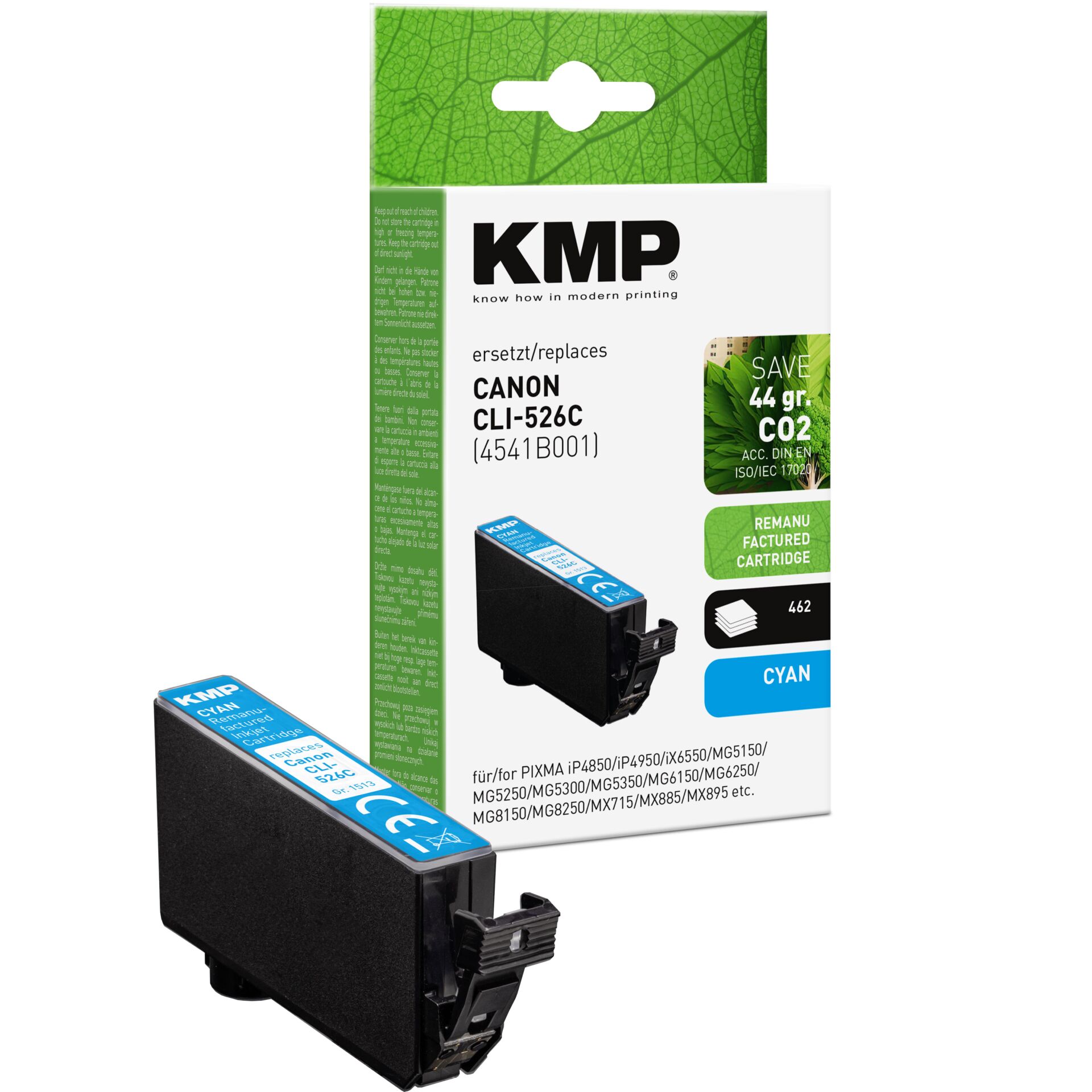KMP ink cyan replaces Canon CLI-526 C 4541B001