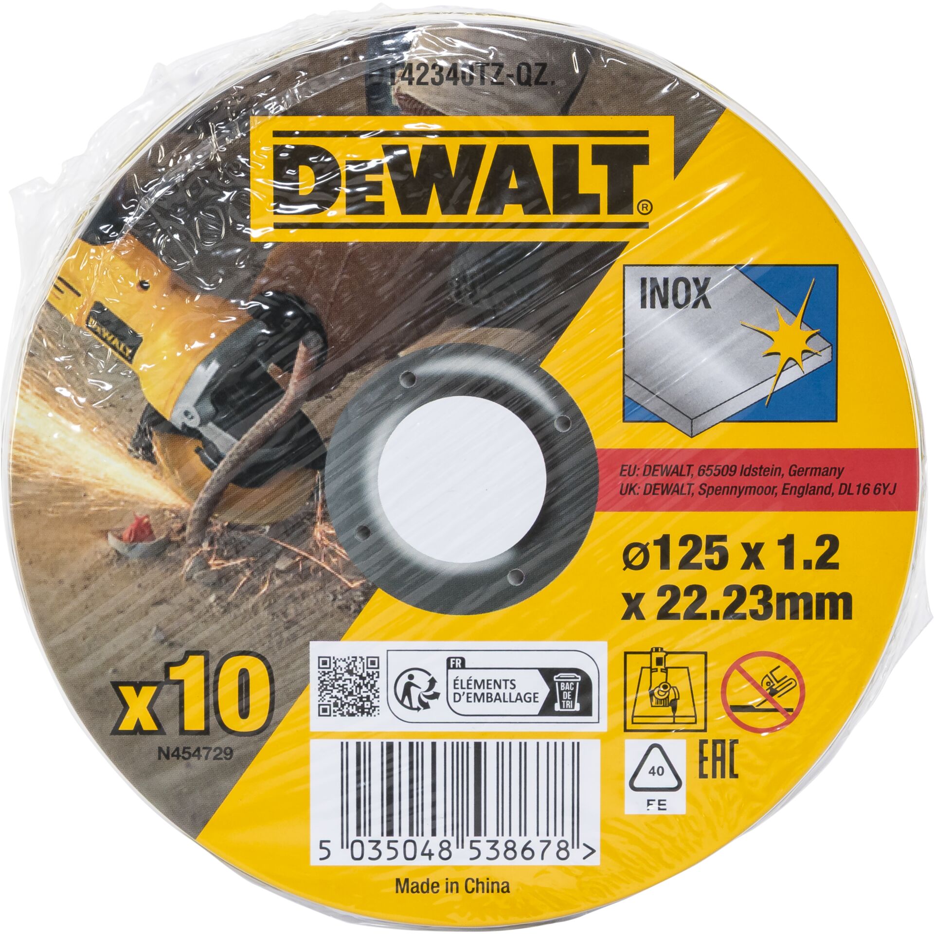 DeWalt DT42340TZ-QZ Stainless St Cutting Disk, 125mm