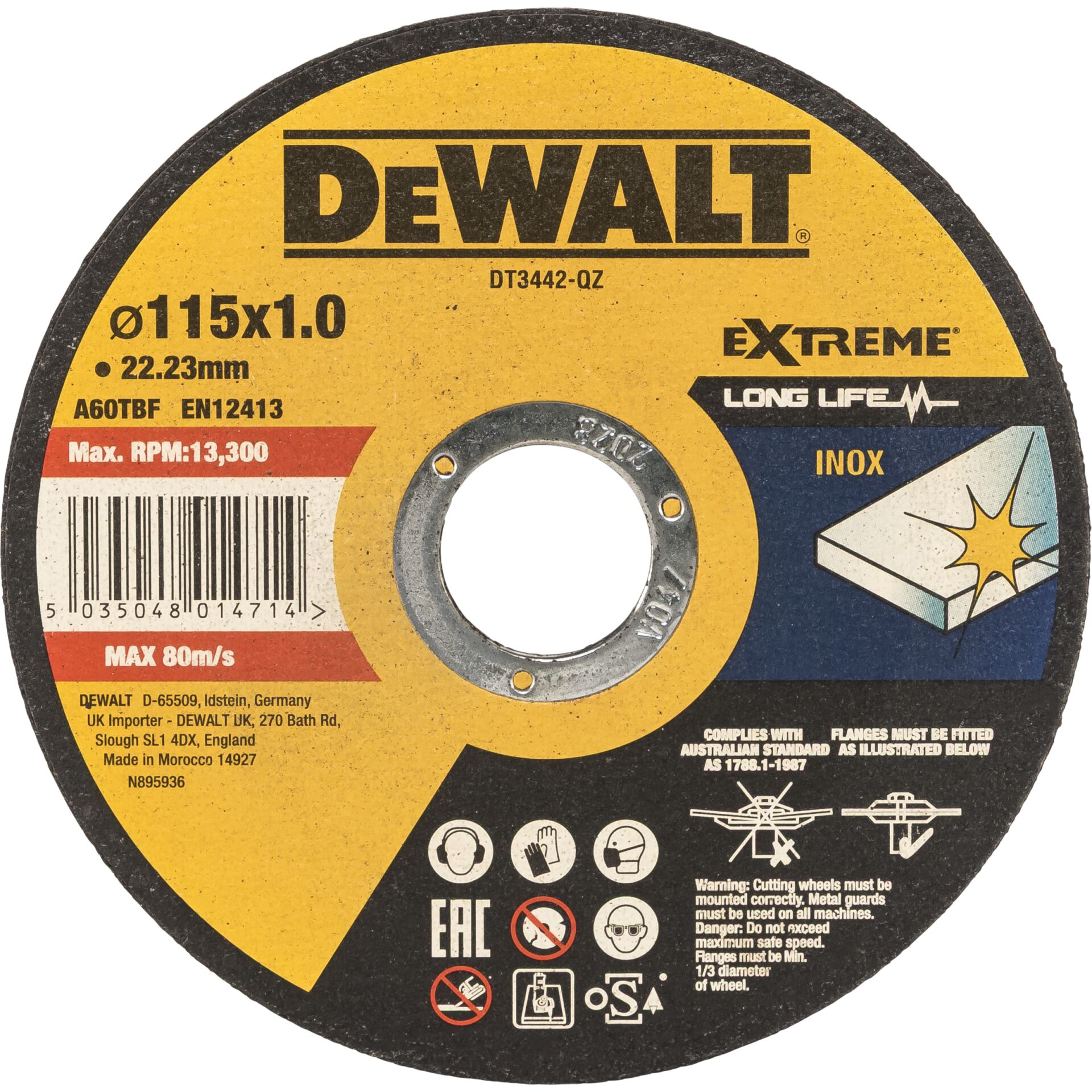 DeWalt DT3442-QZ EXTREME INOX Cutting Disk 115mm