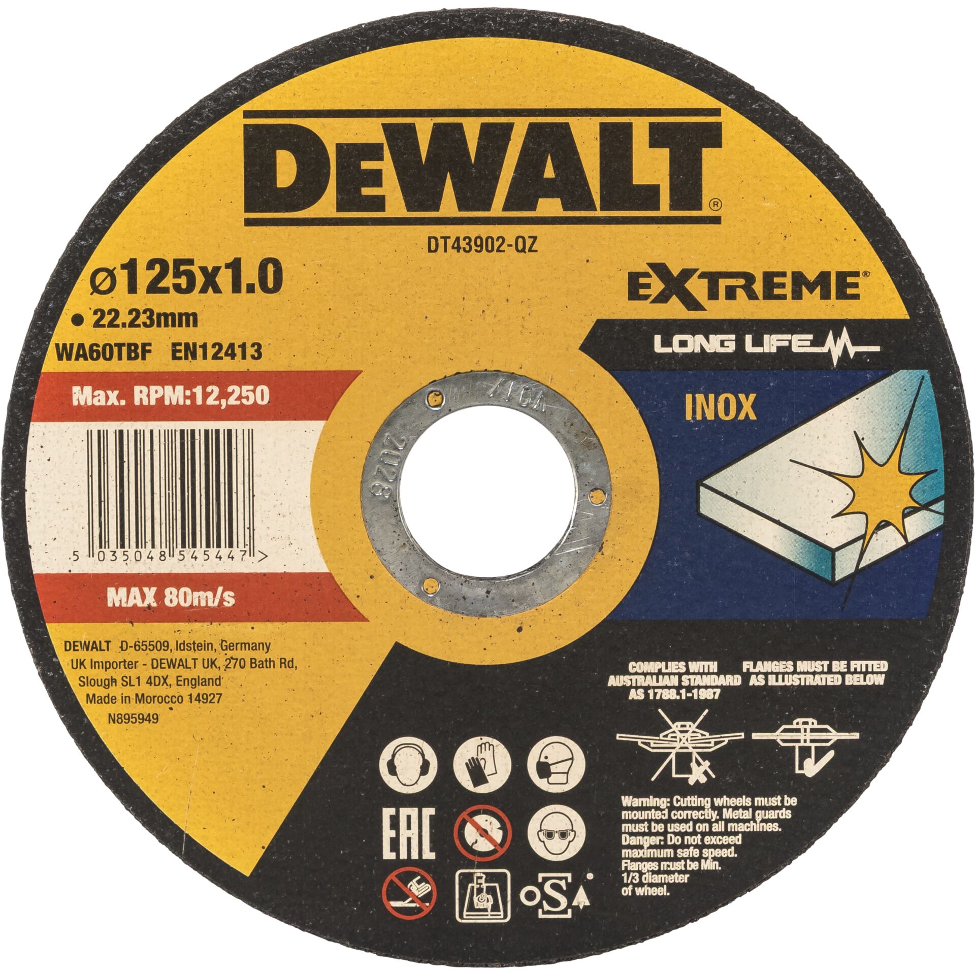 DeWalt DT43902-QZ INOX Cutting Disc, 125mm
