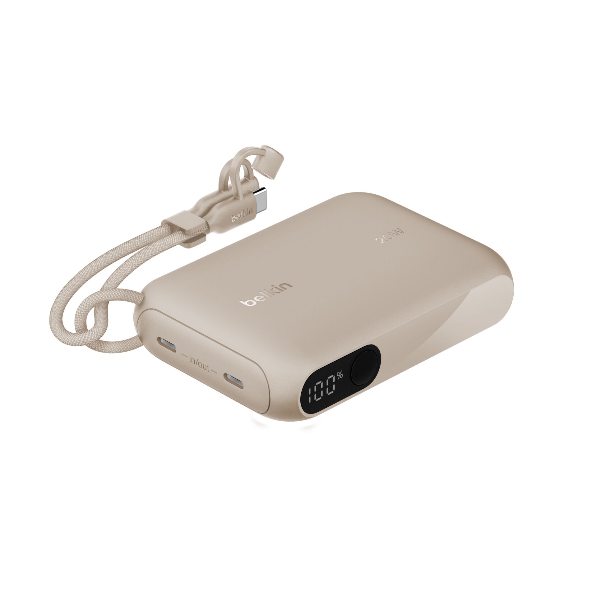 Belkin Powerbank + Display 20W 10,000mAh USB-C sand BPB027hqSD