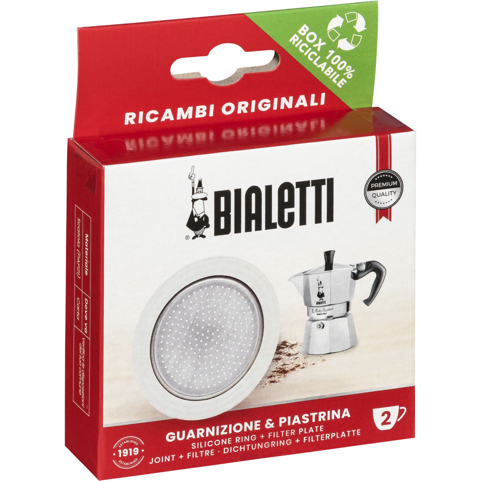 Bialetti Ricambi Induc 1 Replace Gaskets +1 Filter 2 Cups
