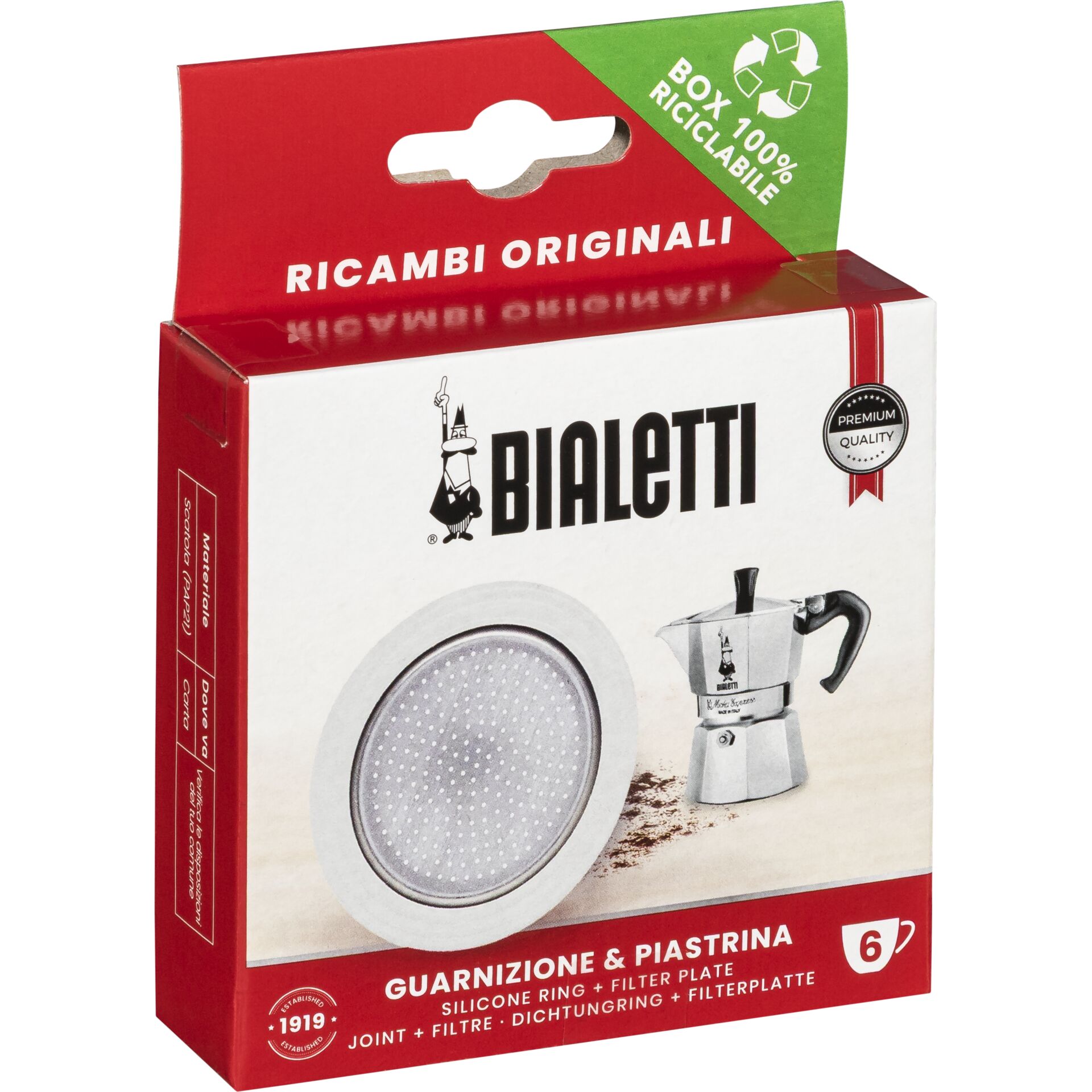Bialetti Ricambi Induc 1 Replace Gaskets + 1 Filter 6 Cups