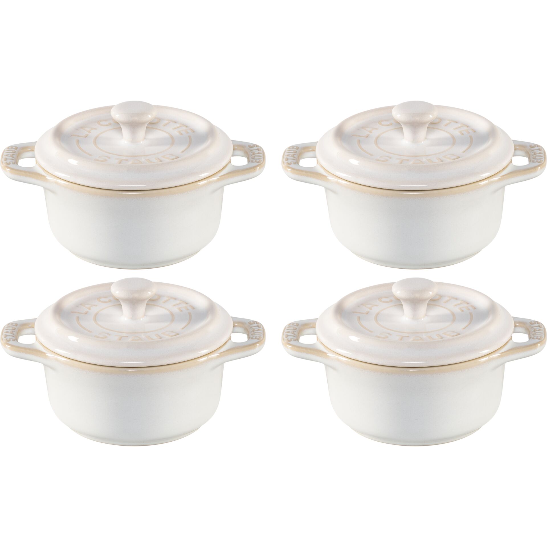 Staub Mini Cocotte Set 4-Piece Round, Ceramic, Ivory