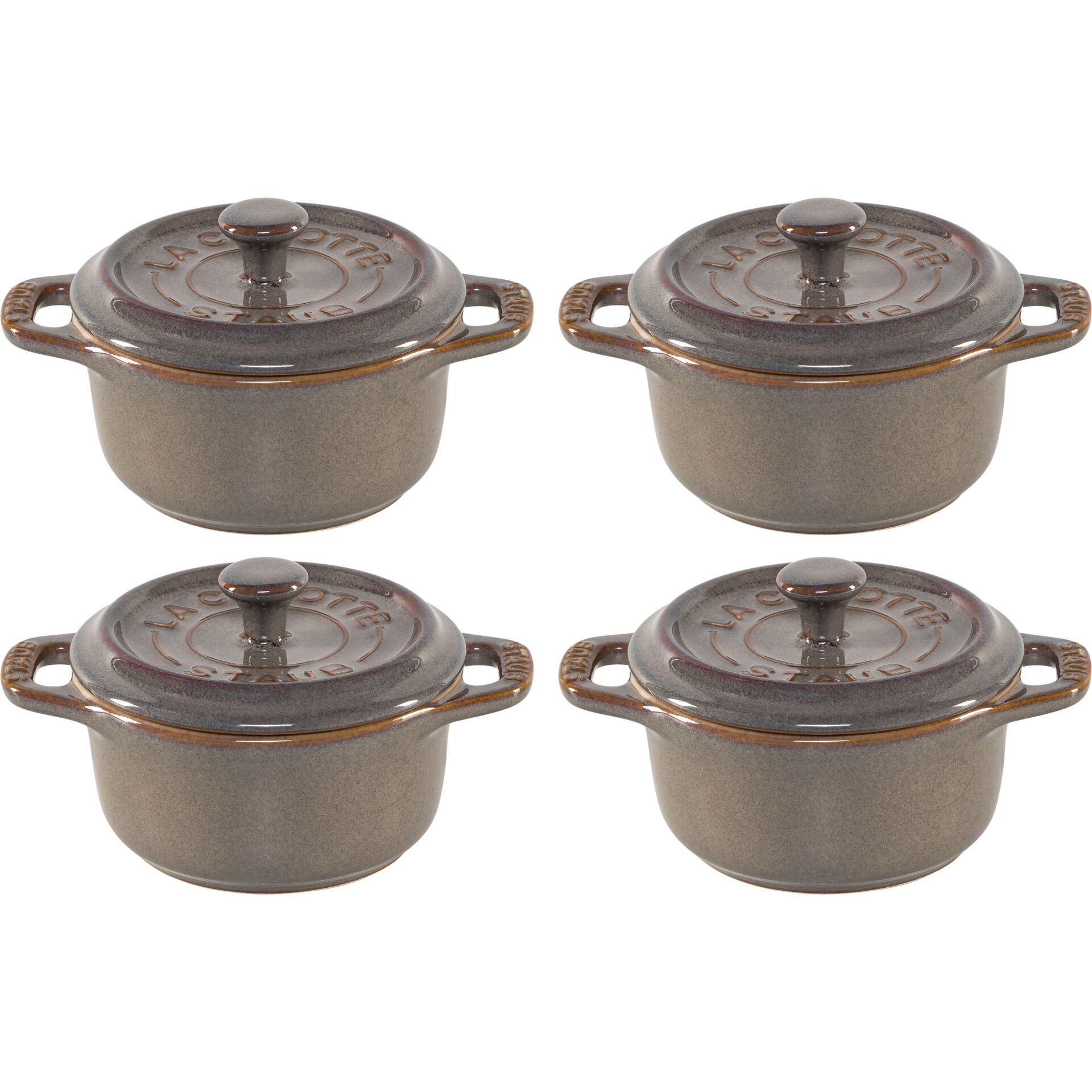 Staub Mini Cocotte Set 4-pc. round, Ceramic, Antique Gray