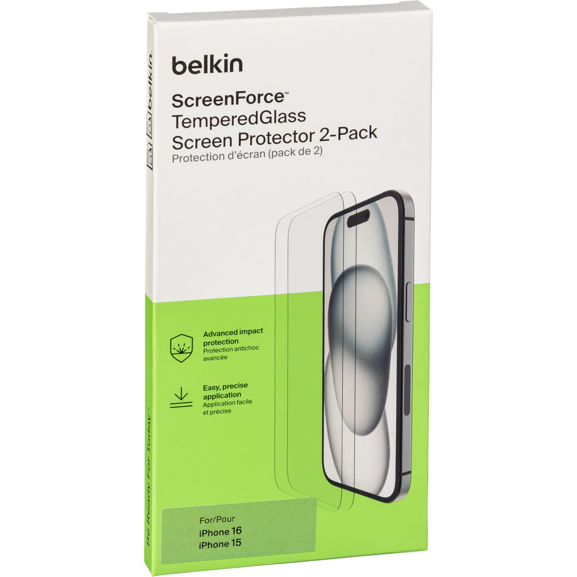 2x1 Belkin ScreenForce Temp.Gl. Displays. iPhone 16/15 OVA143zz