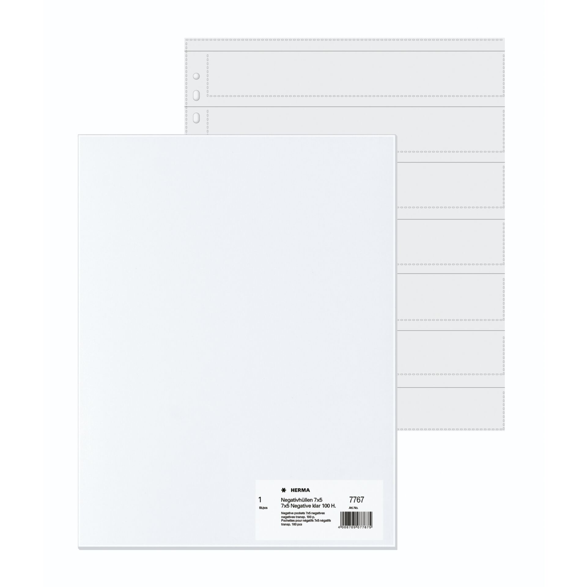 Herma Negative pockets PP clear 100 Sheets/5-Strips 7767