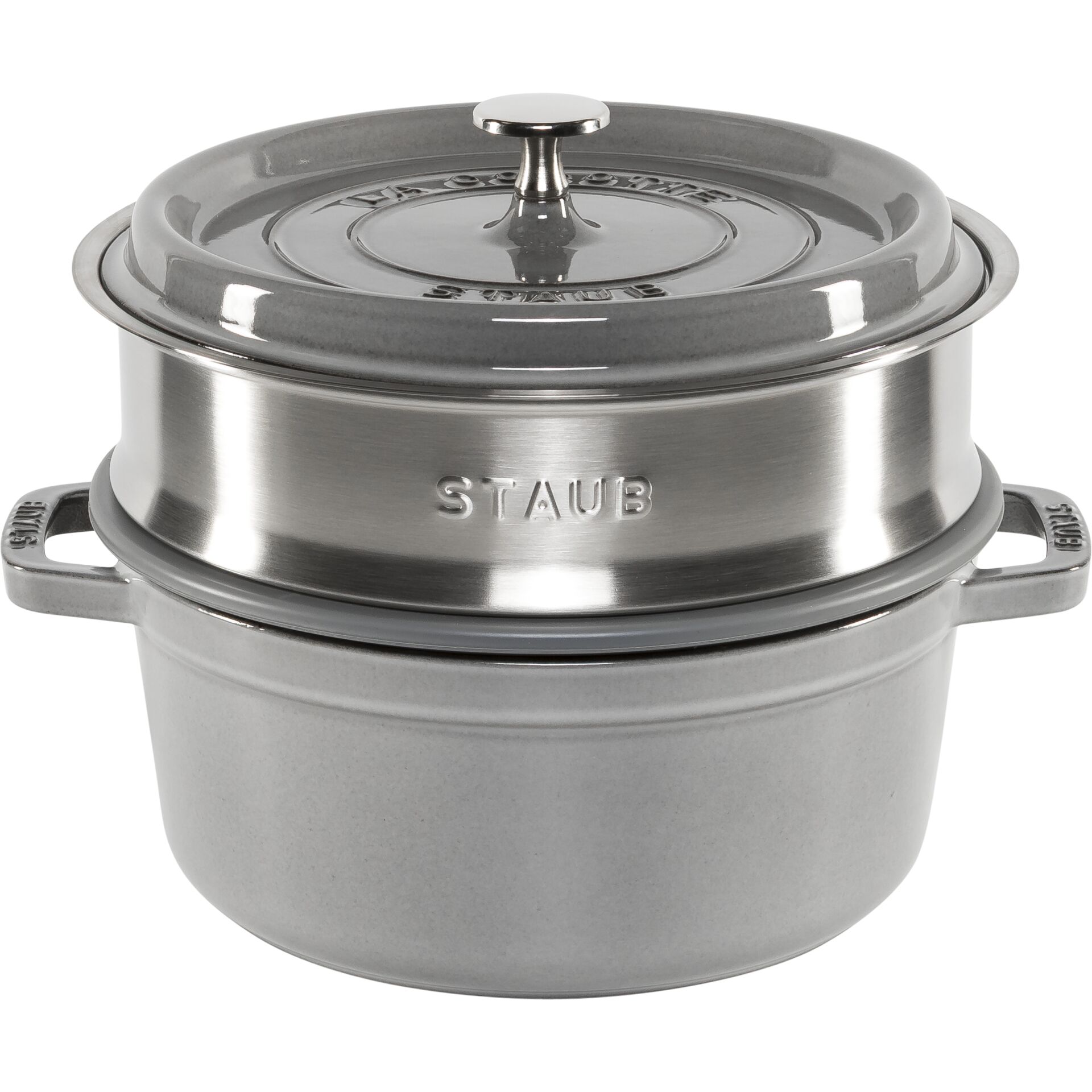 Staub La Cocotte 24cm round, with Steamer Insert, Graphite