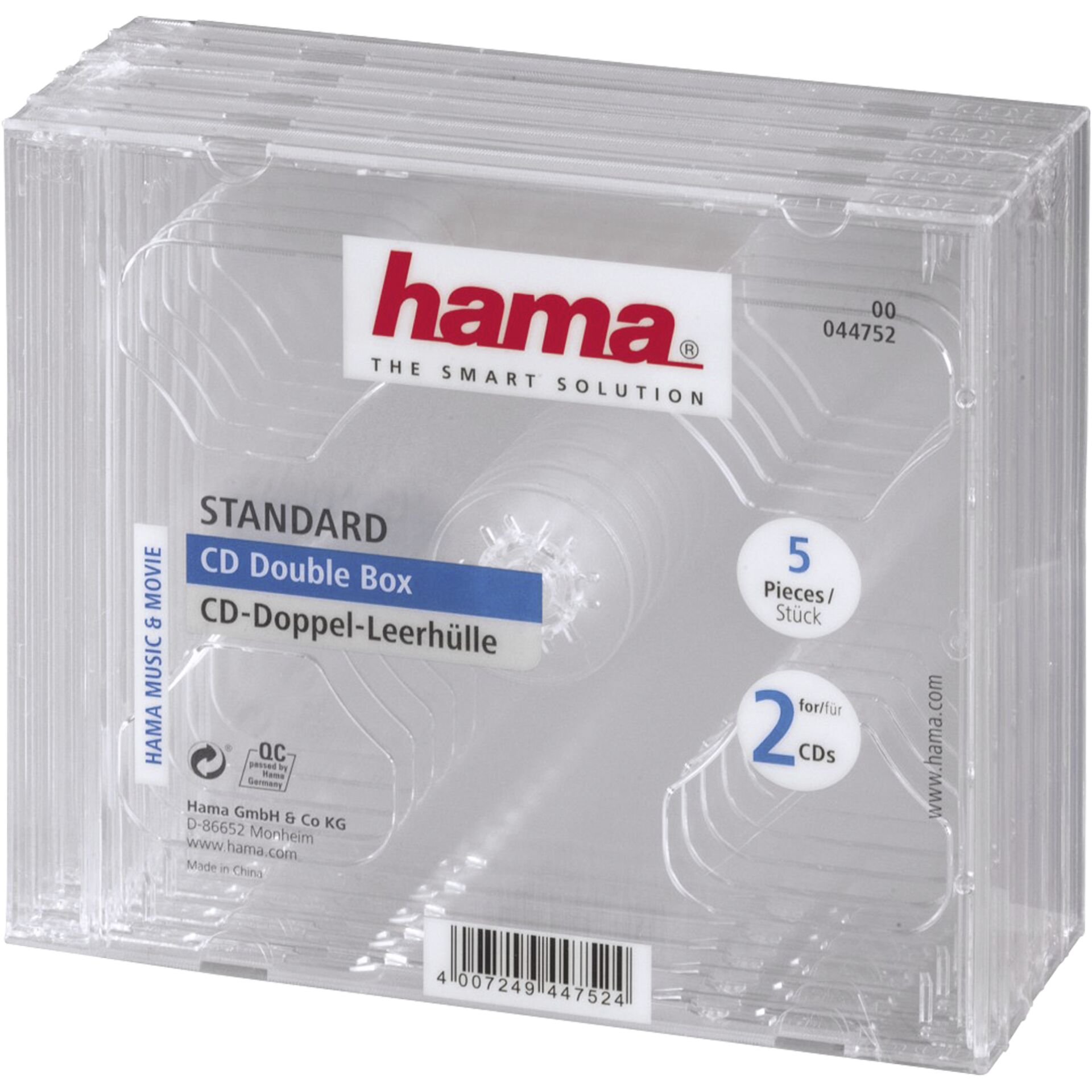 Hama CD-Double-Box pack of 5 Transparent Jewel-Case 44752