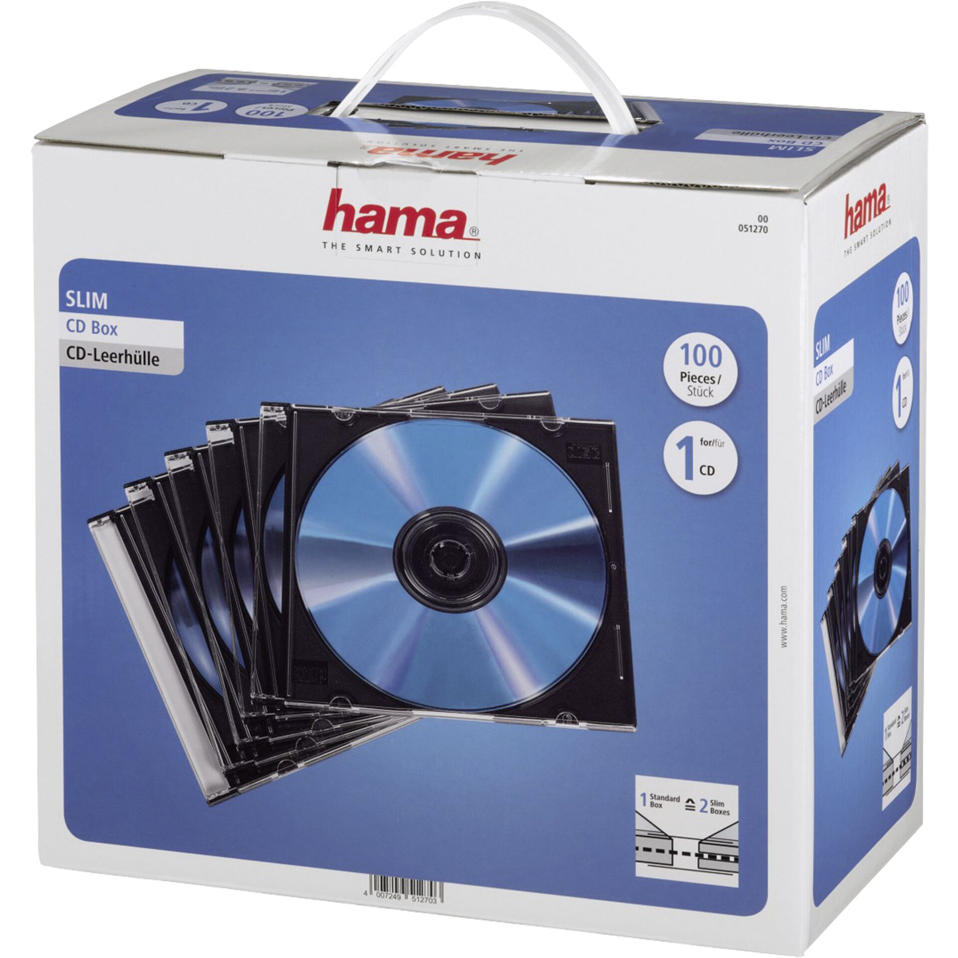 1x100 Hama Slim CD Jewel Case black 51270
