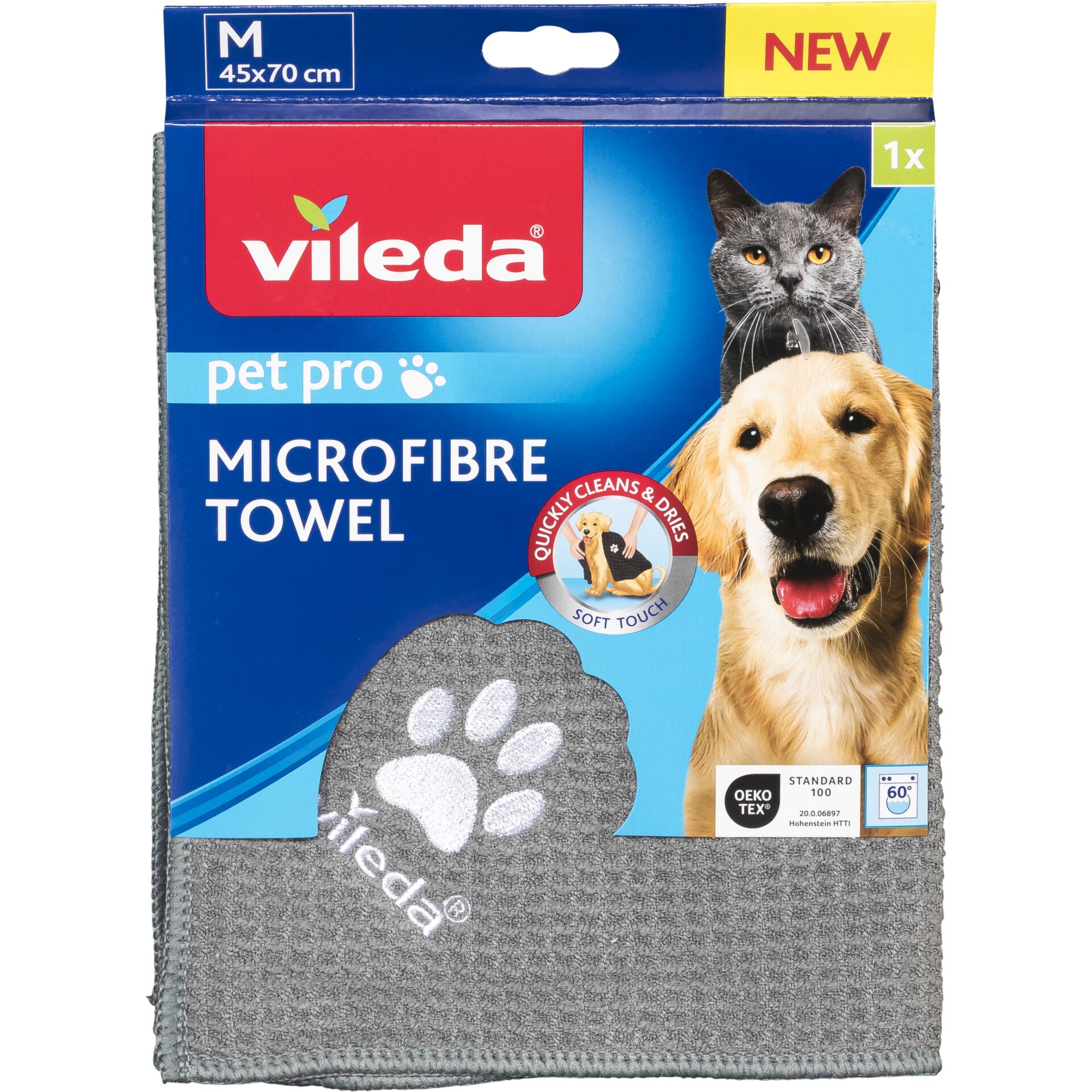 Vileda Pet Pro Microfibre Hand Towel Grey M