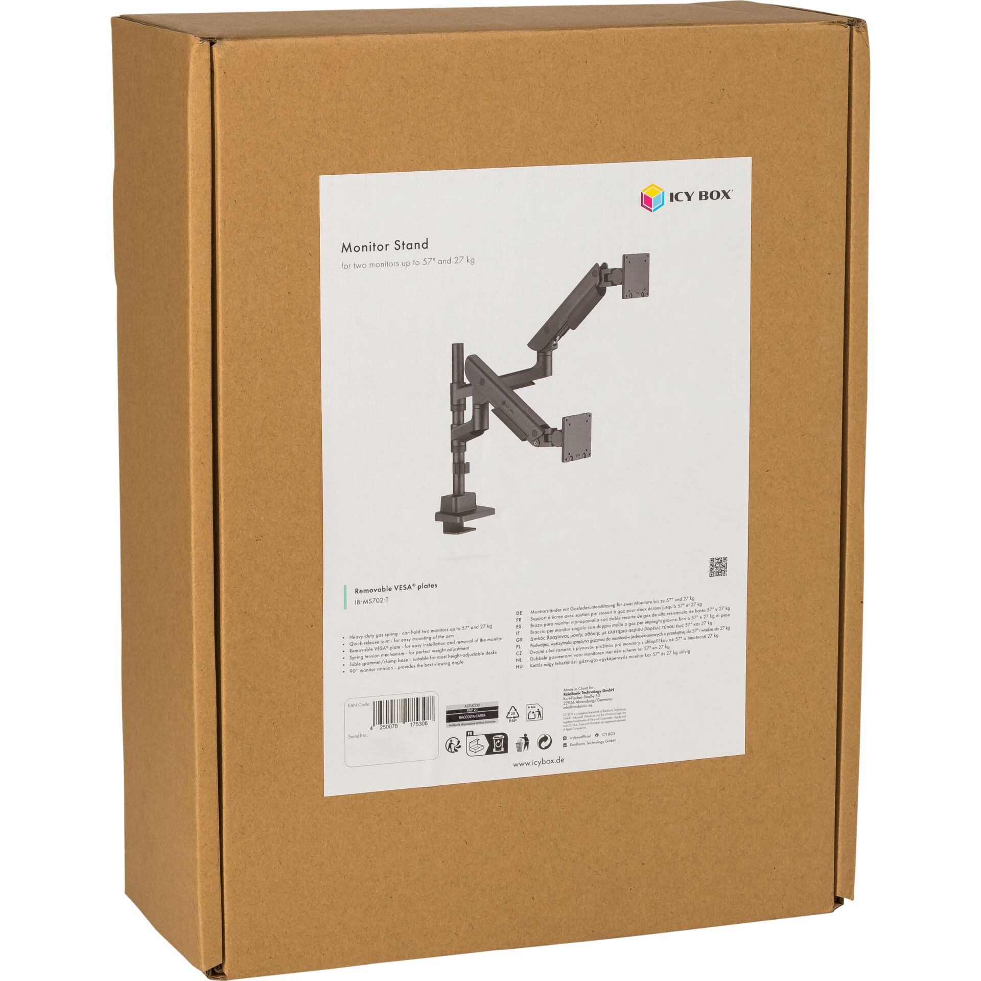 ICY BOX IB-MS702-T Monitor Stand for 2 Monitors