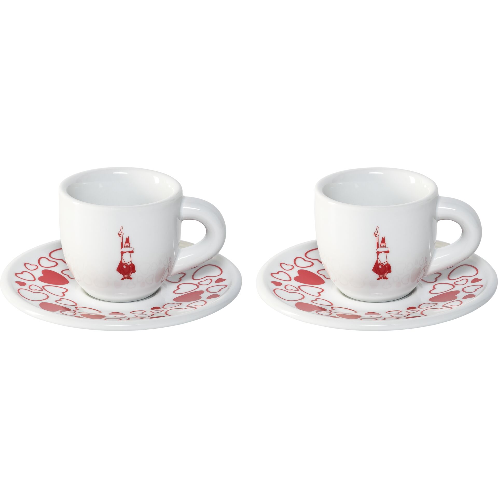Bialetti Set 2 Cups Moka Heart with Saucers