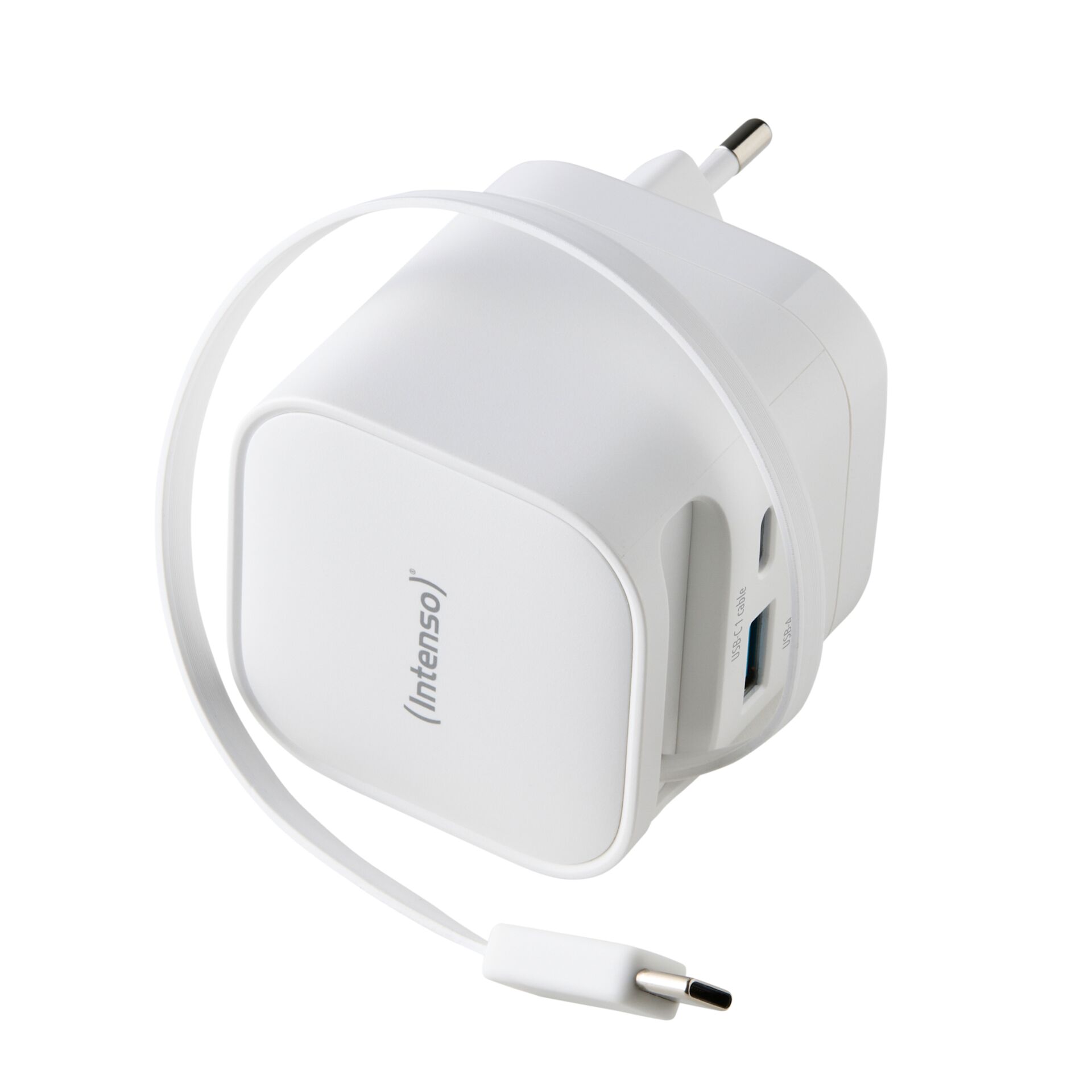 Intenso Power Adapt. W65ACIC 65W 2xUSB-C/USB-A Retrac.Cable White