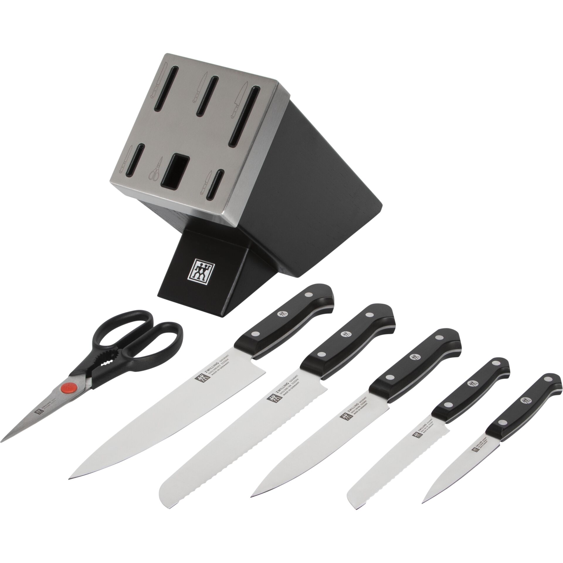 ZWILLING Gourmet Knife block set 7-pc, self sharpening, black