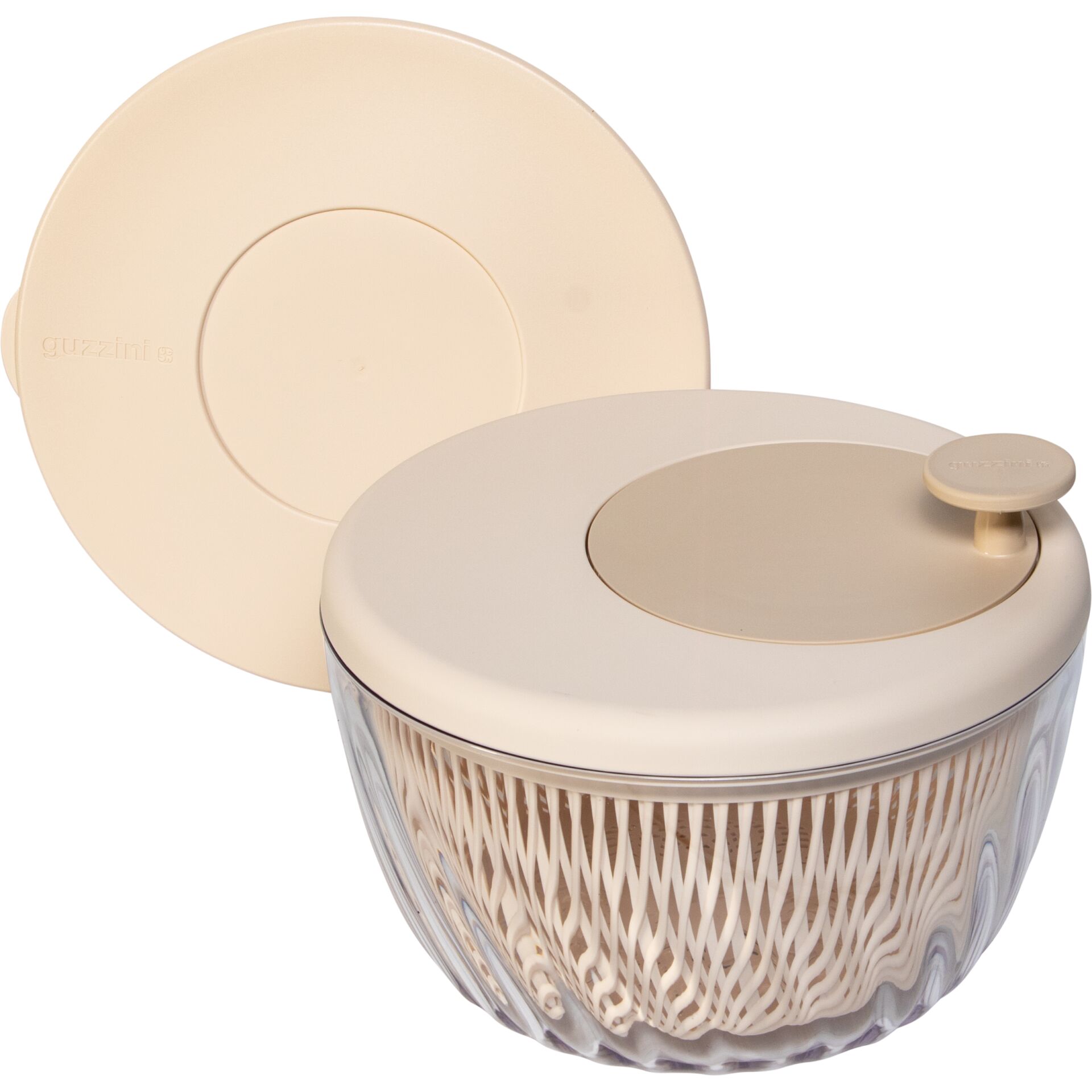 Guzzini Salad Spinner with Lid Spin&Store, Dark clay