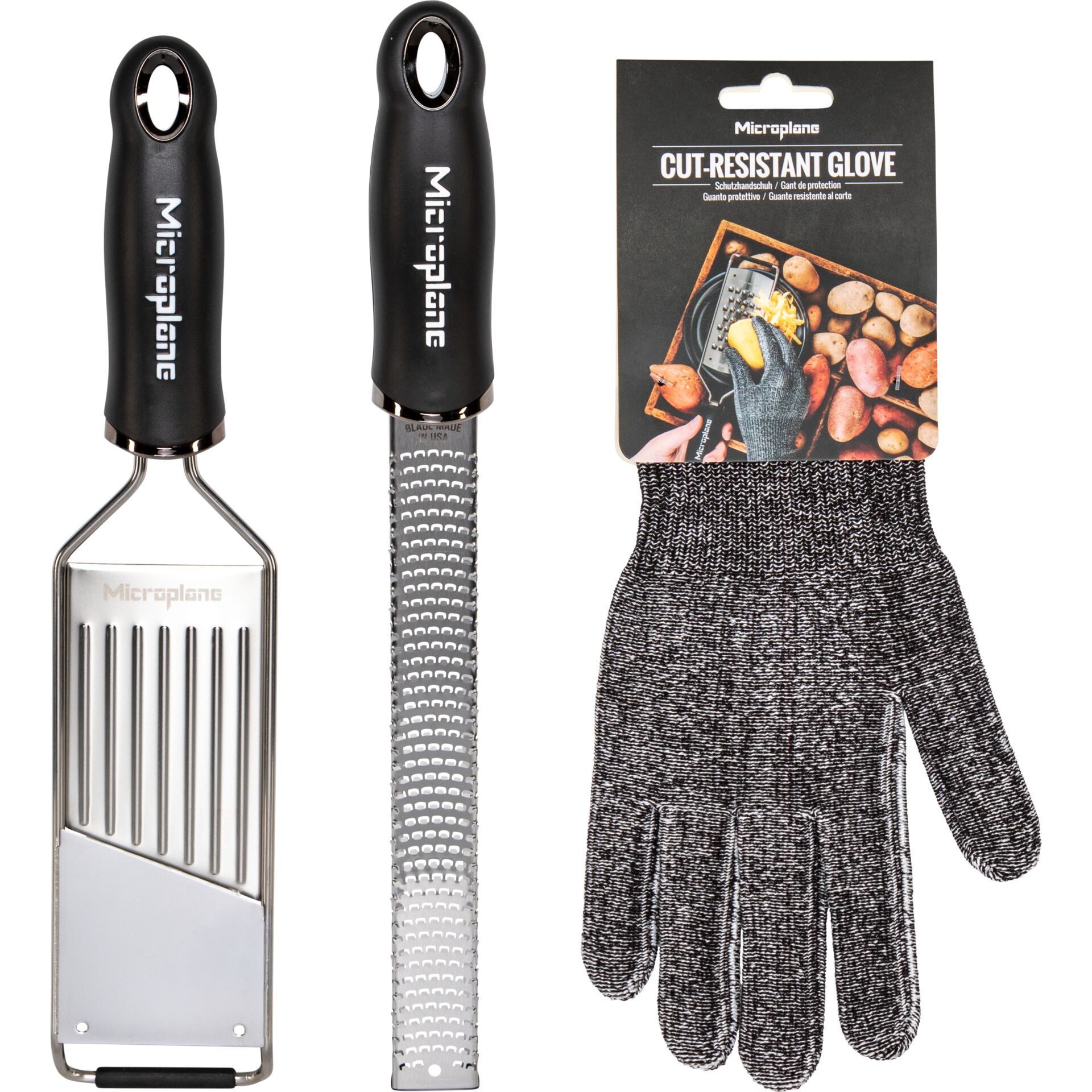 Microplane Gourmet Grater Set + Protective Glove