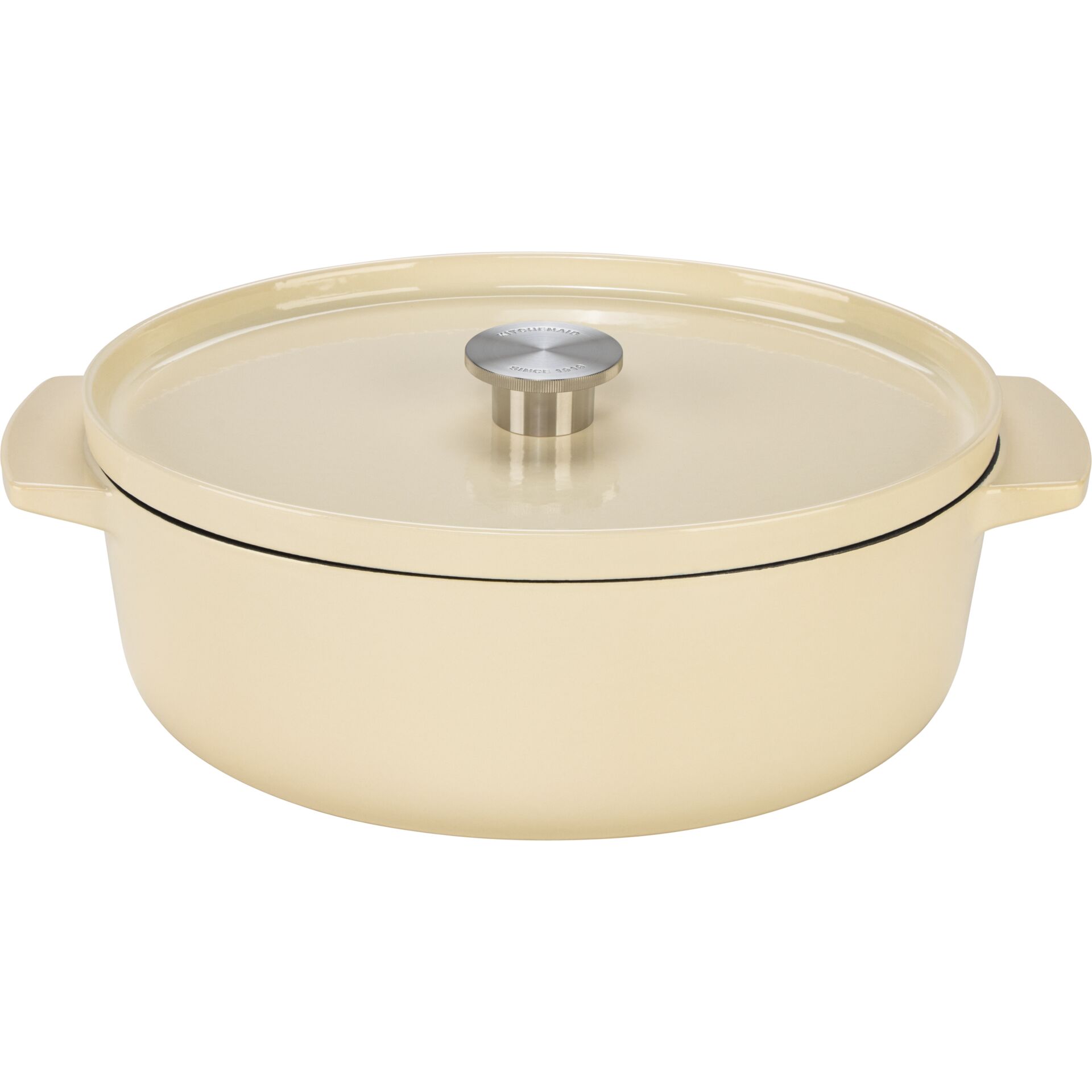 KitchenAid Bräter with lid Cast Iron 30cm, oval, creme