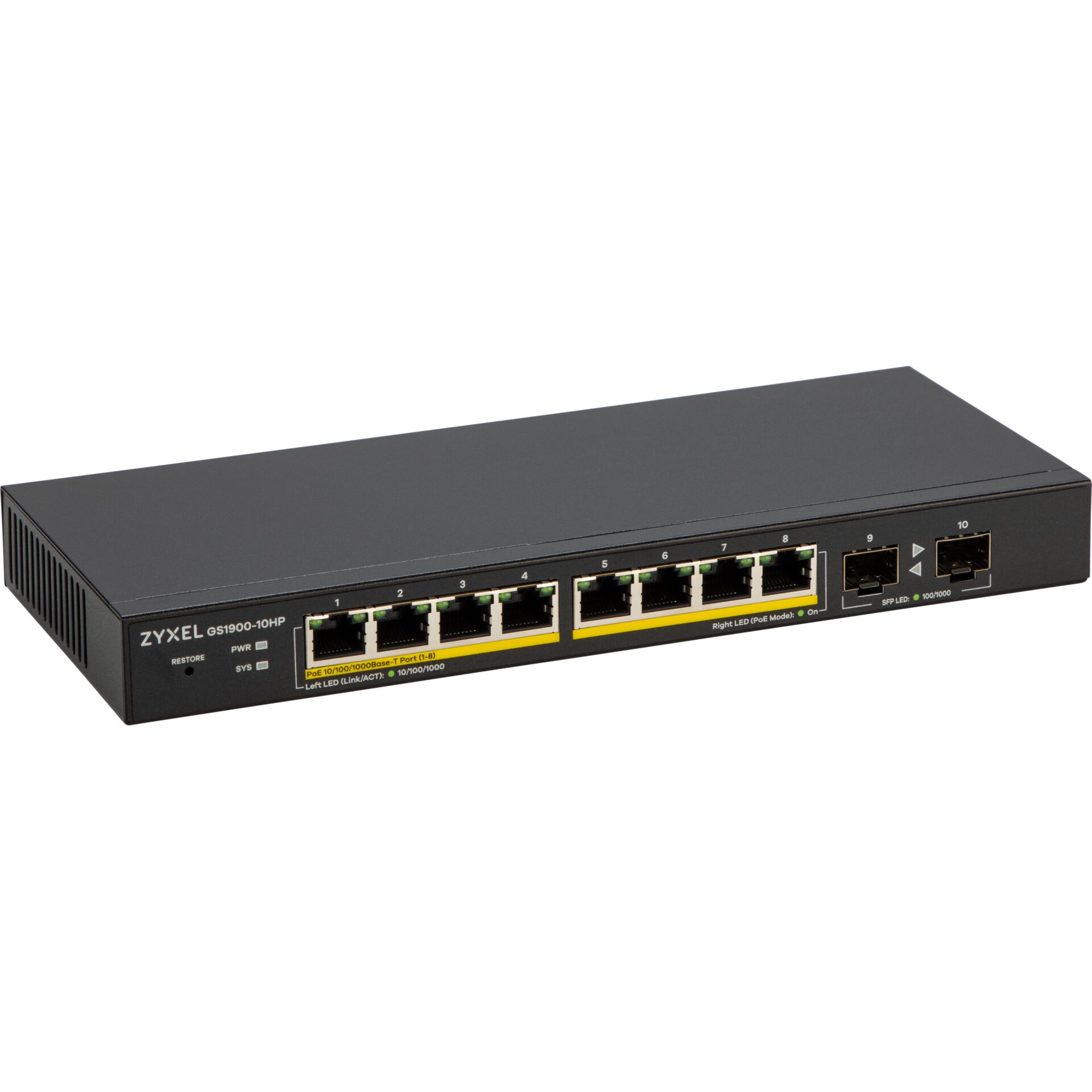 Zyxel GS1900-10HP 8 Port Smart Switch PoE+ (77W)