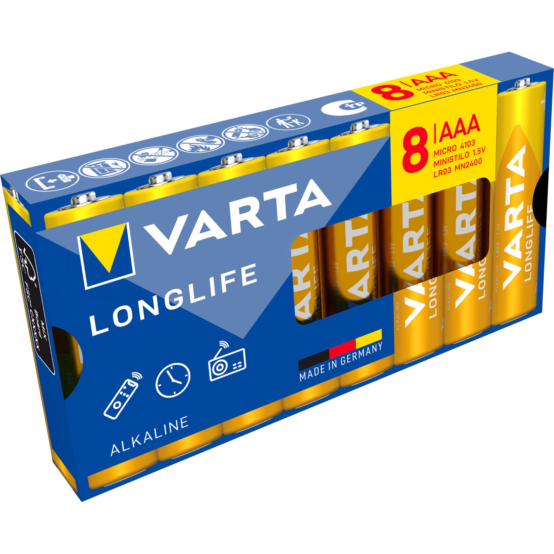 1x8 Varta Longlife AAA LR 3 Blisterverpackung
