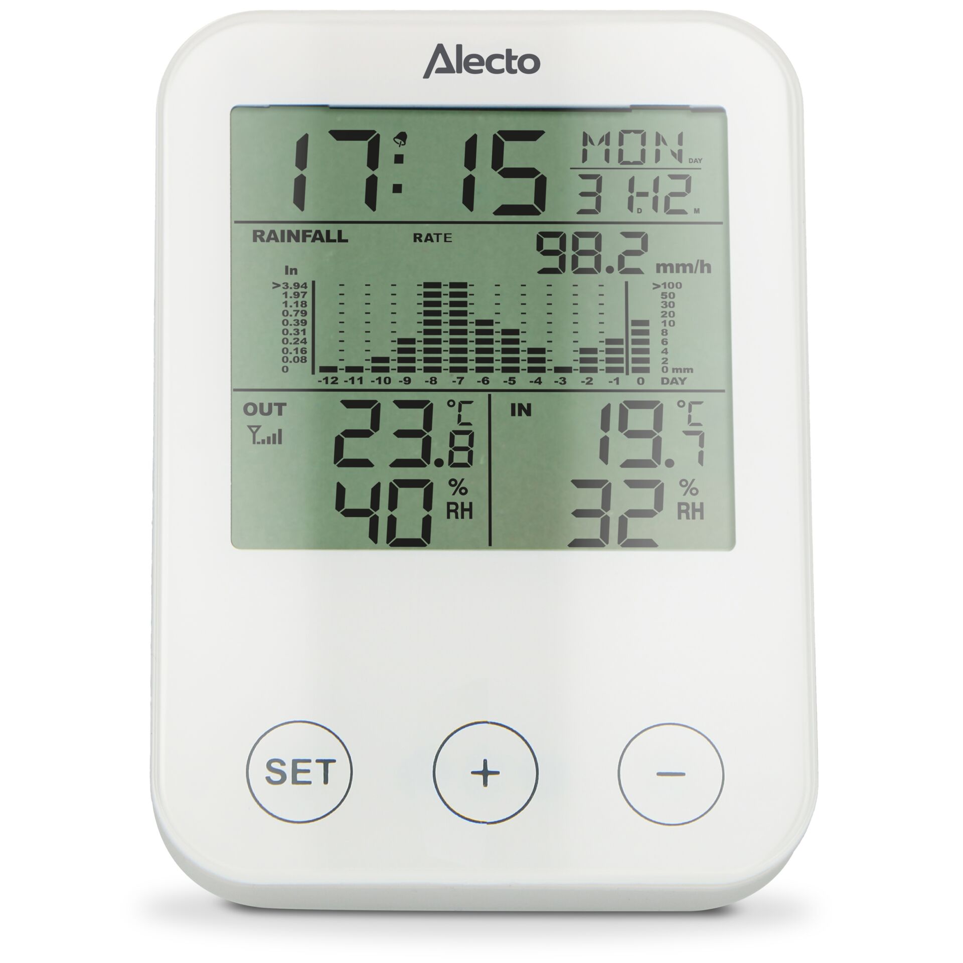Alecto WS-1200 Wetterstation mit Funksensor Schwarz/Grau