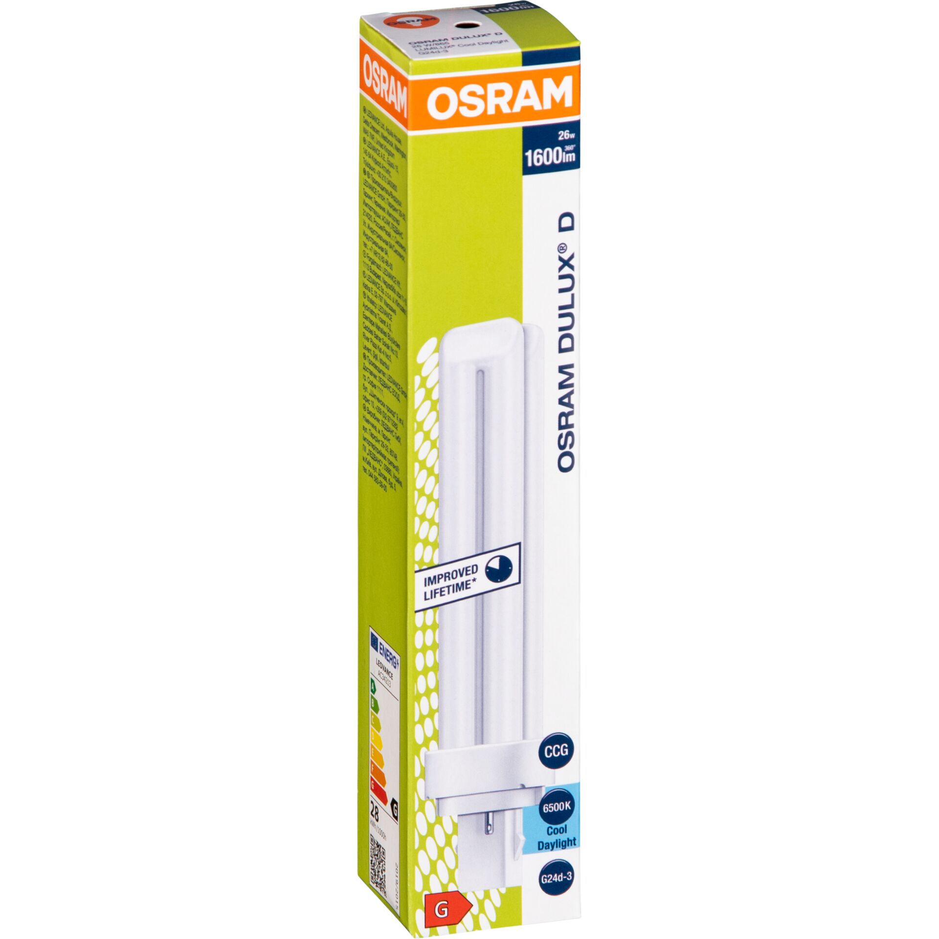 Osram DULUX D Fluorescent Lamp 26W/865 G24D-3