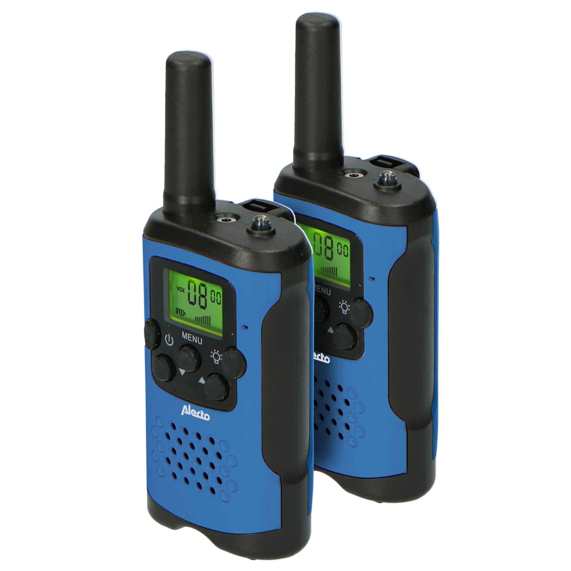 Alecto Walkie Talkie 2er Set für Kinder, 7 km Reichw., blau/schw.