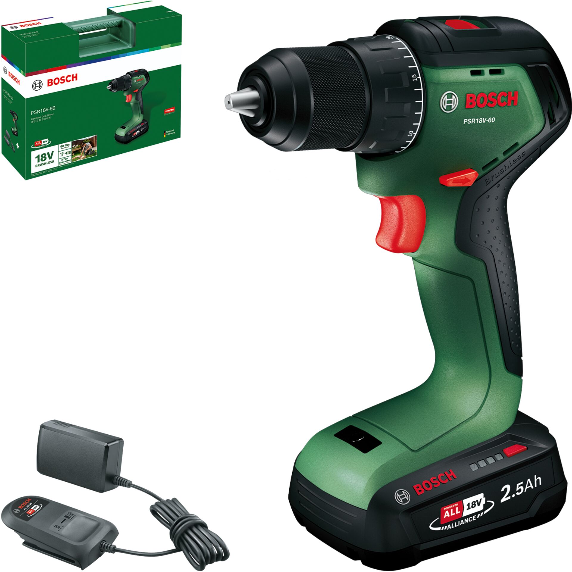 Bosch PSR18V-60 (1x2,5Ah, CC) Akku-Bohrschrauber