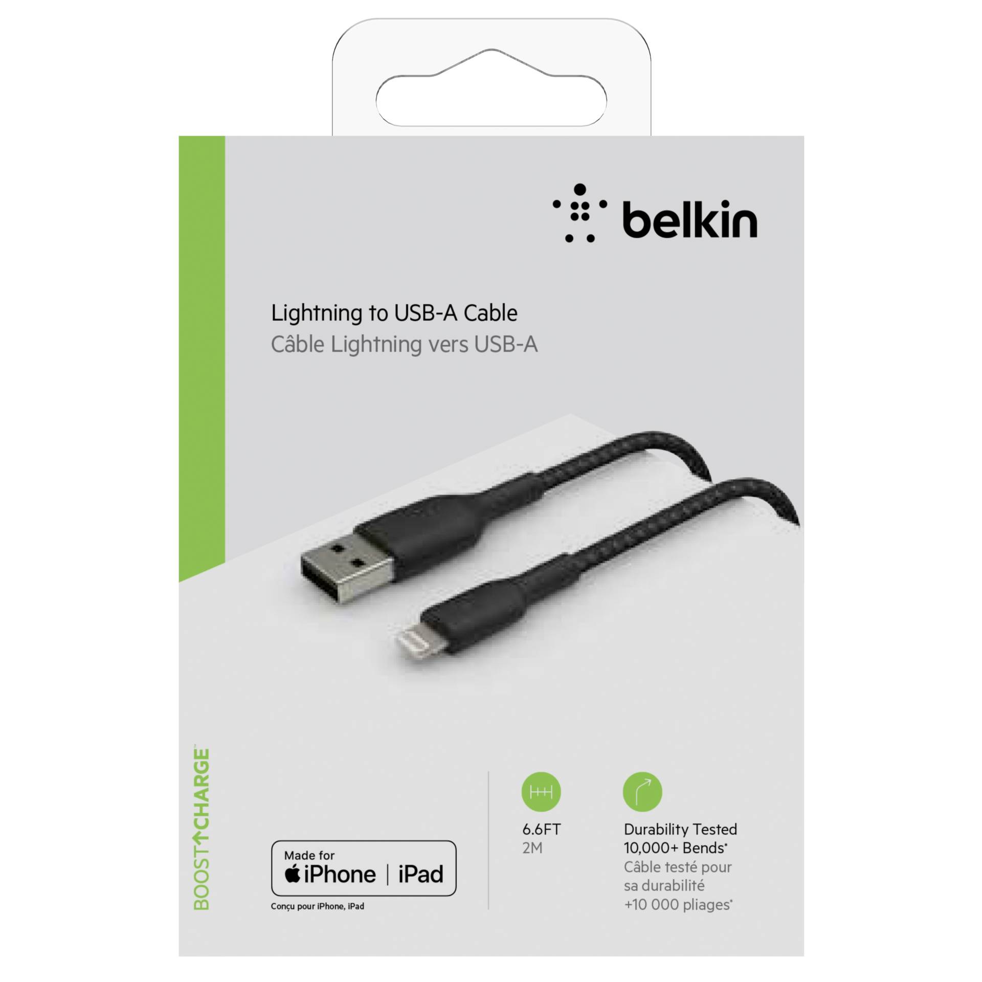 Belkin Lightning Cable 2m, coated, mfi cert, black