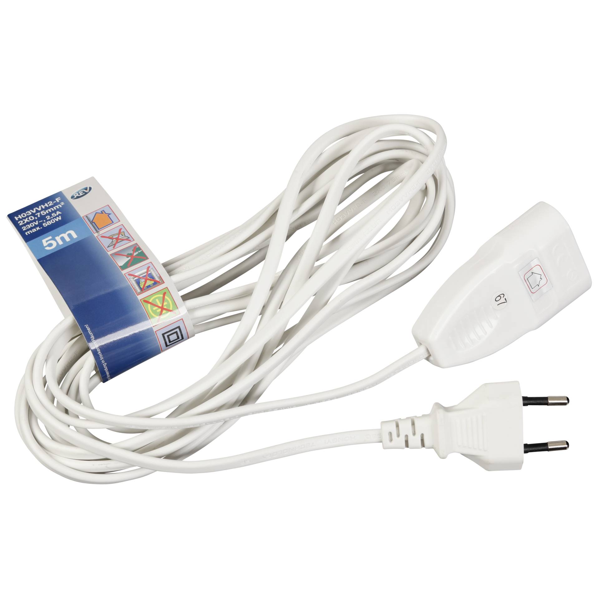 REV Eurostecker extension 5,0 m white